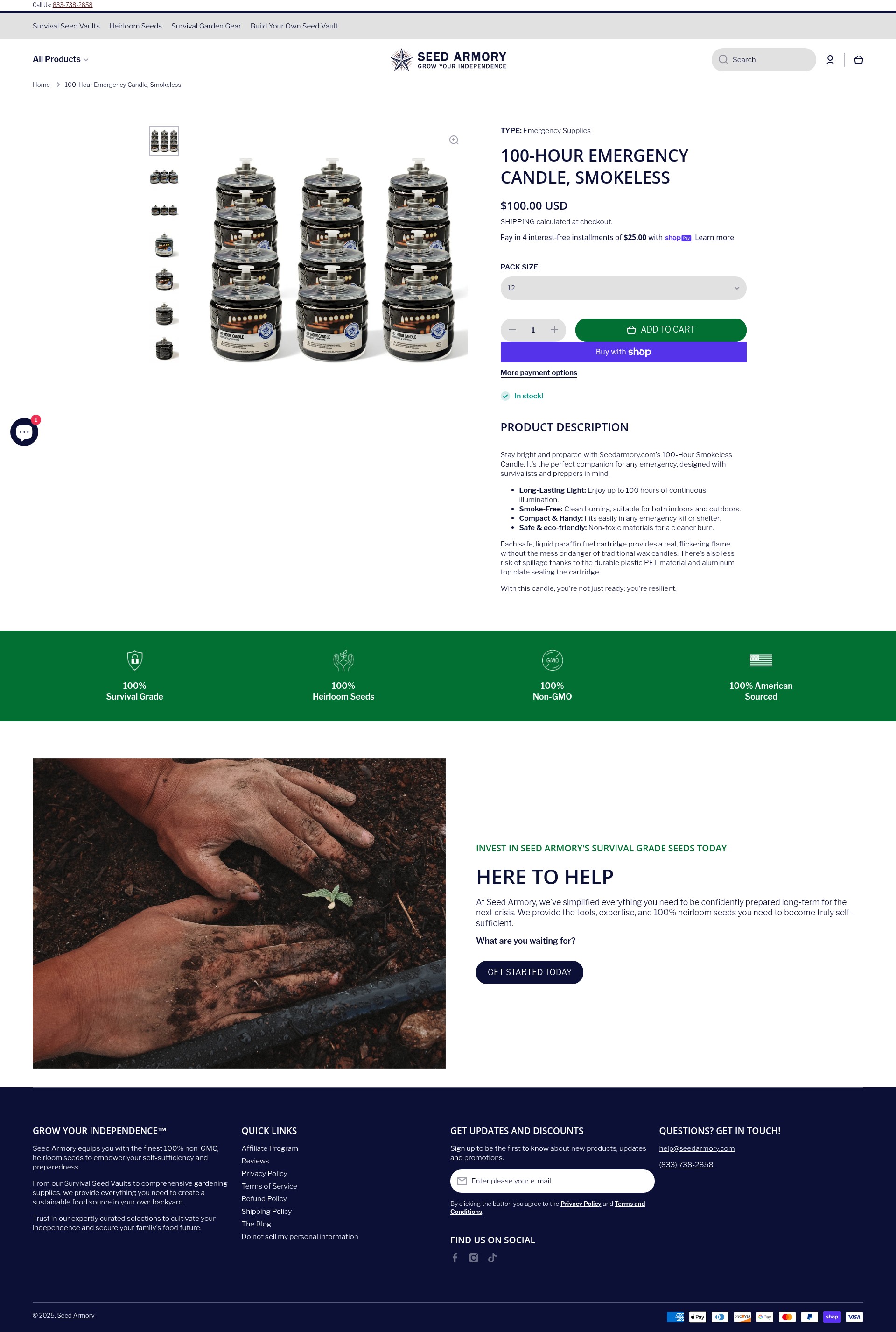 Screenshot of seedarmory.com