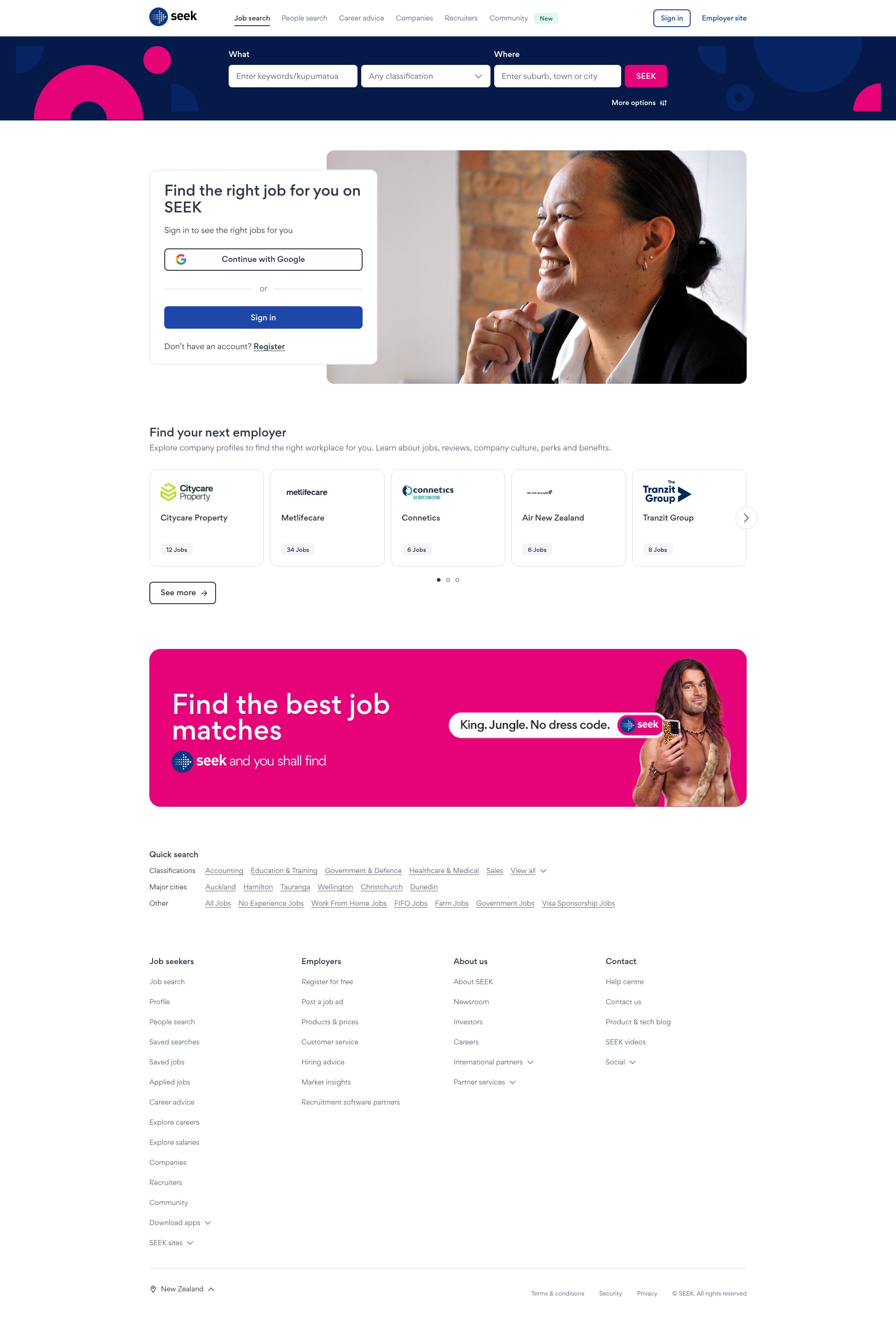 Screenshot of seek.co.nz