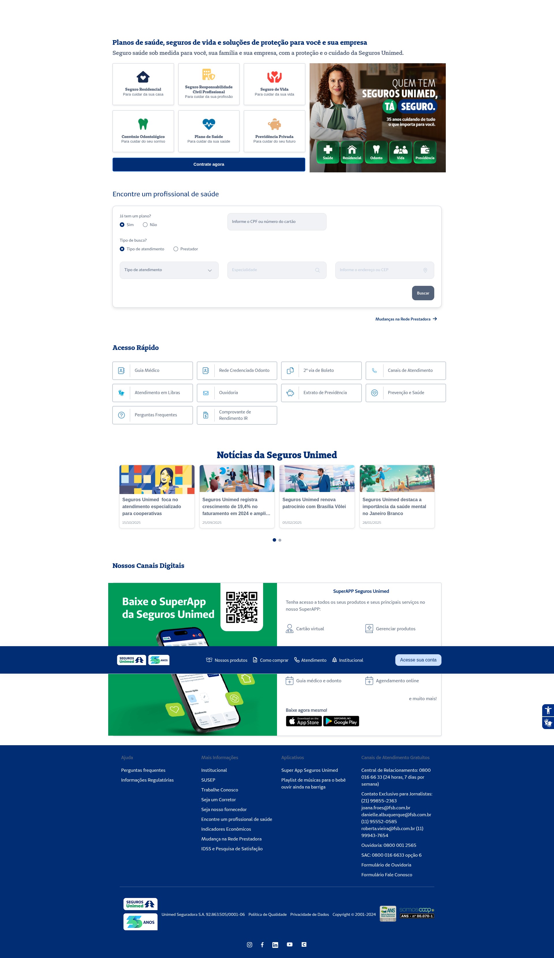 Screenshot of segurosunimed.com.br