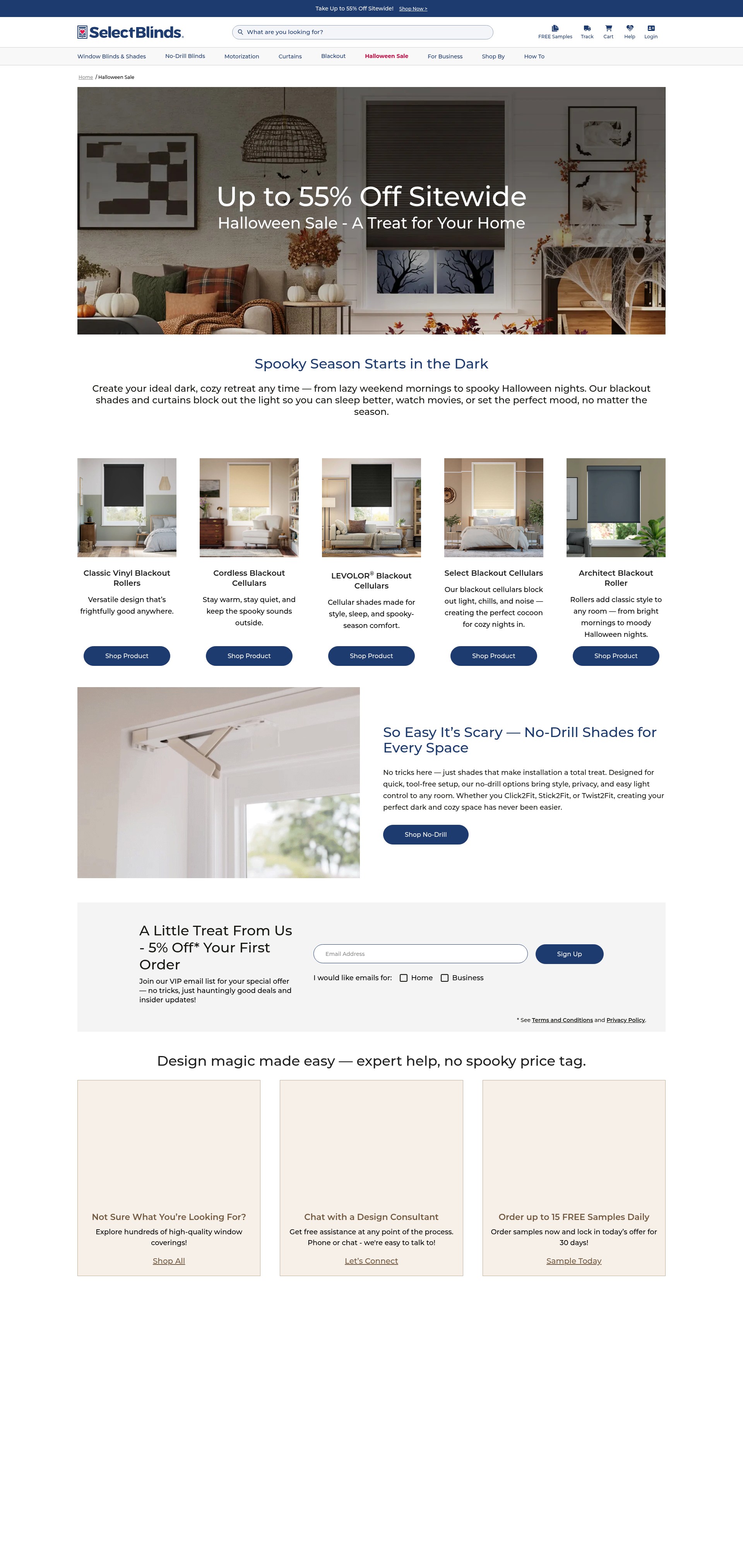 Screenshot of selectblinds.com