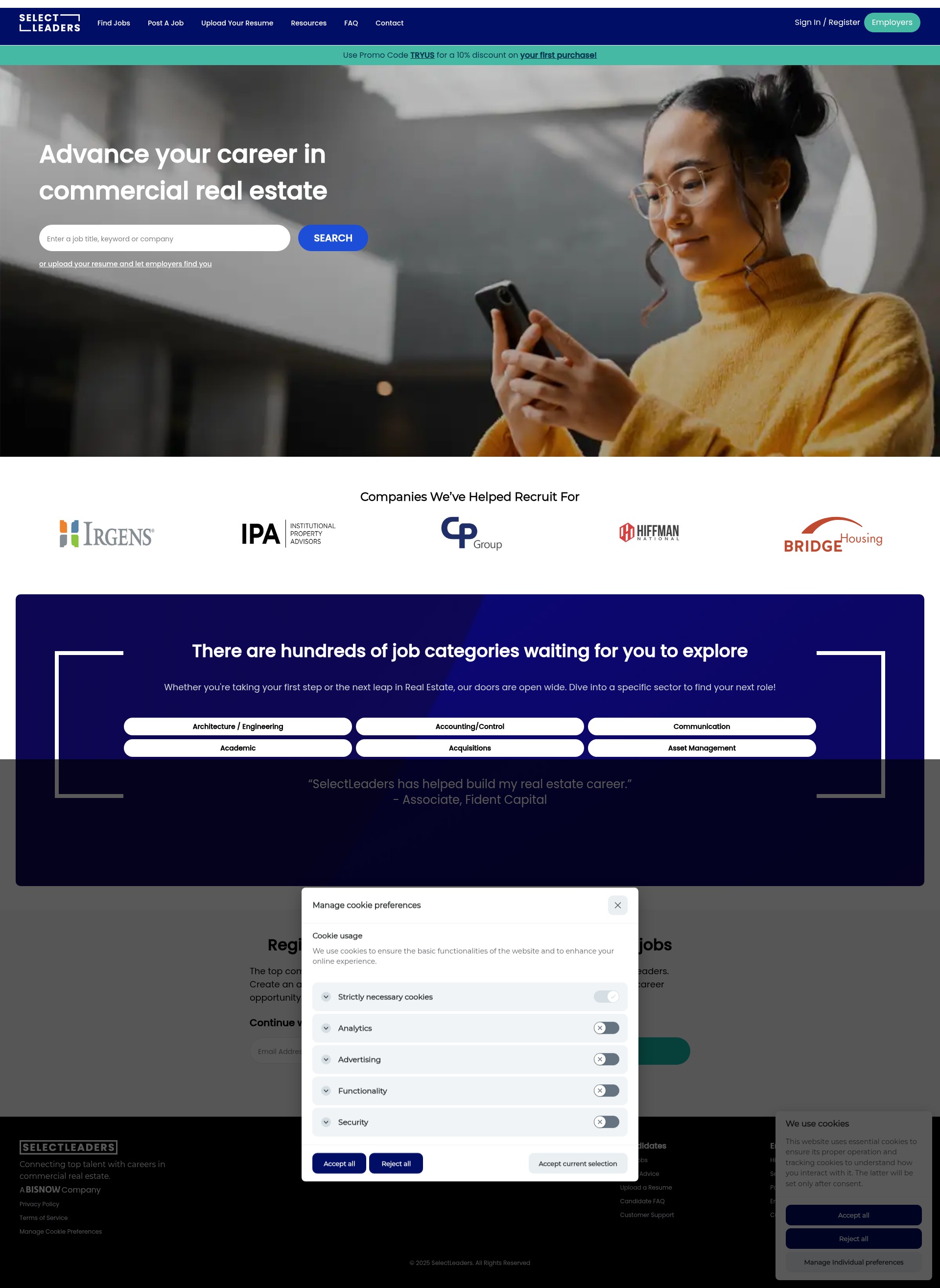 Screenshot of selectleaders.com