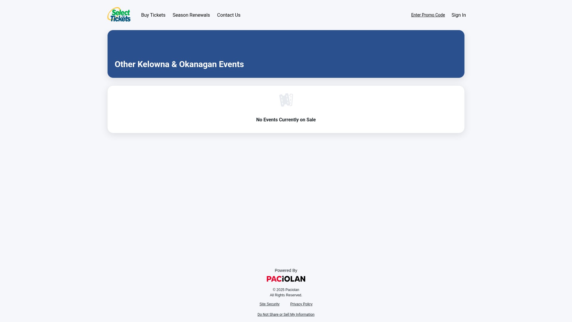 Screenshot of selectyourtickets.evenue.net