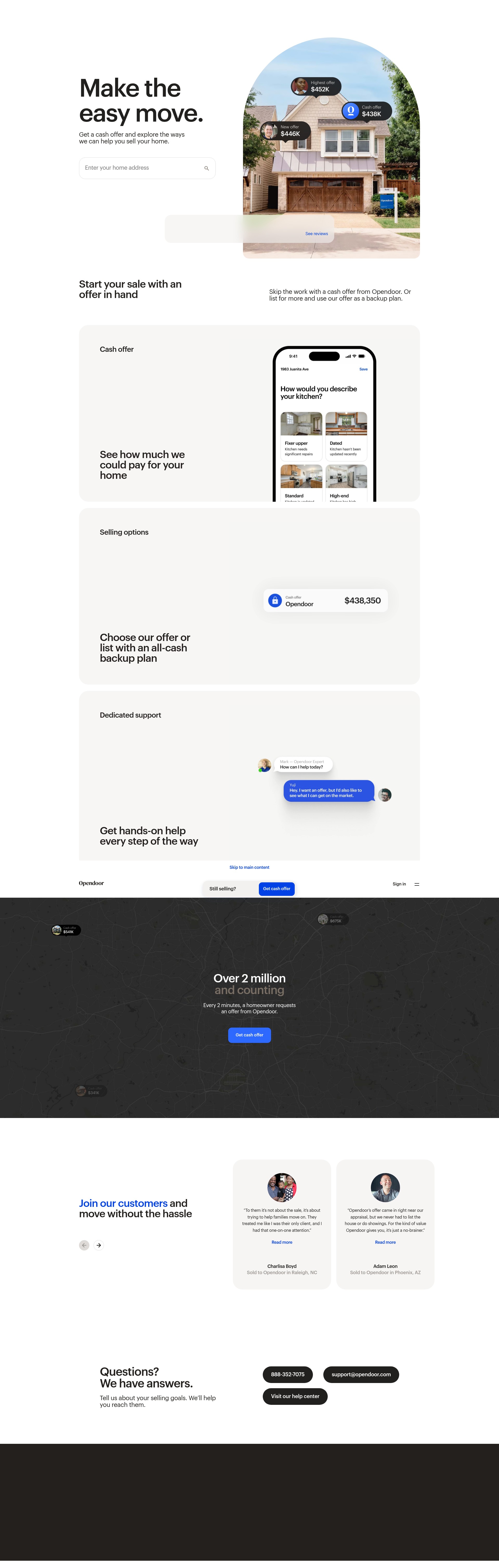 Screenshot of sell.opendoor.com