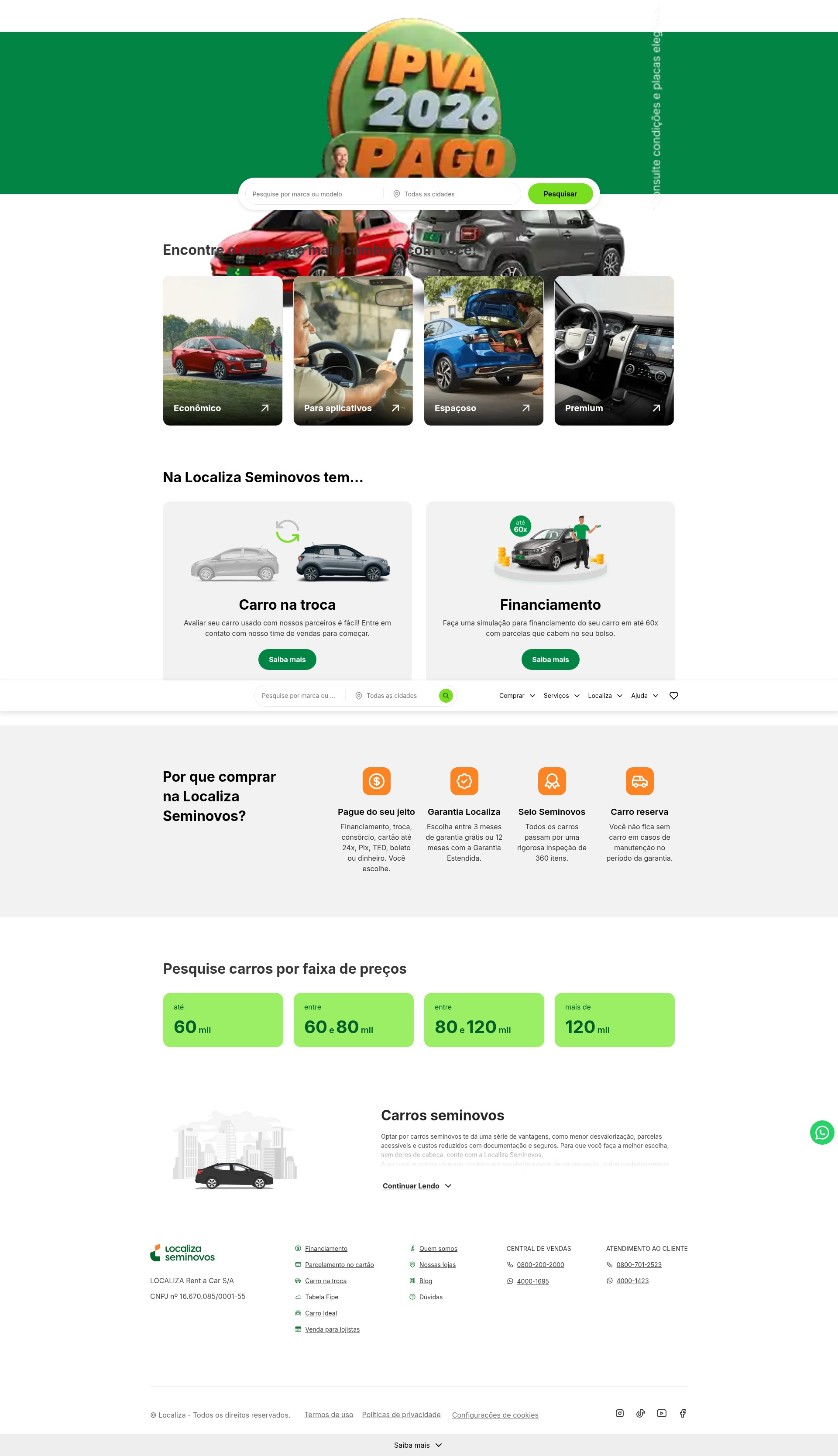 Screenshot of seminovos.localiza.com