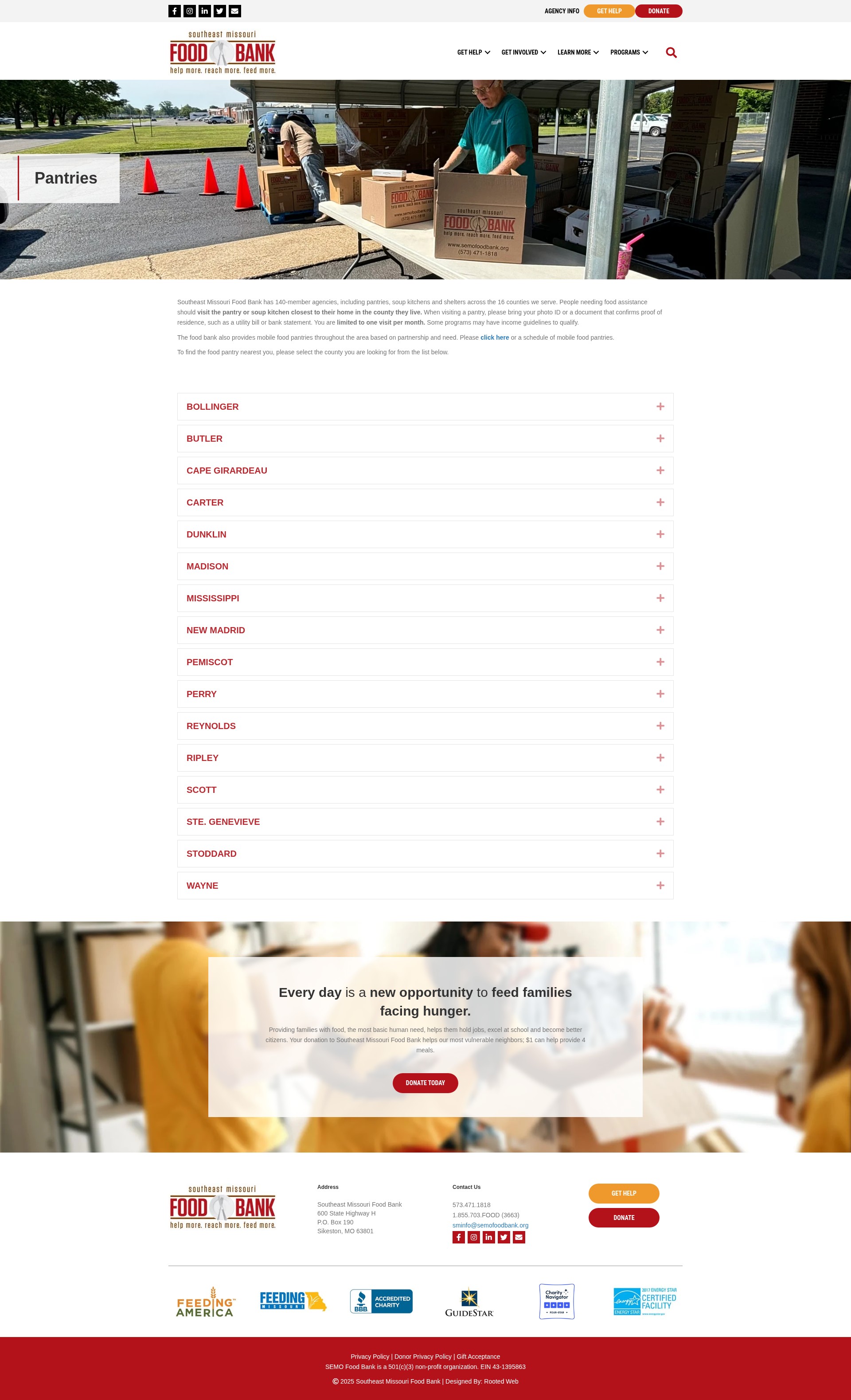 Screenshot of semofoodbank.org