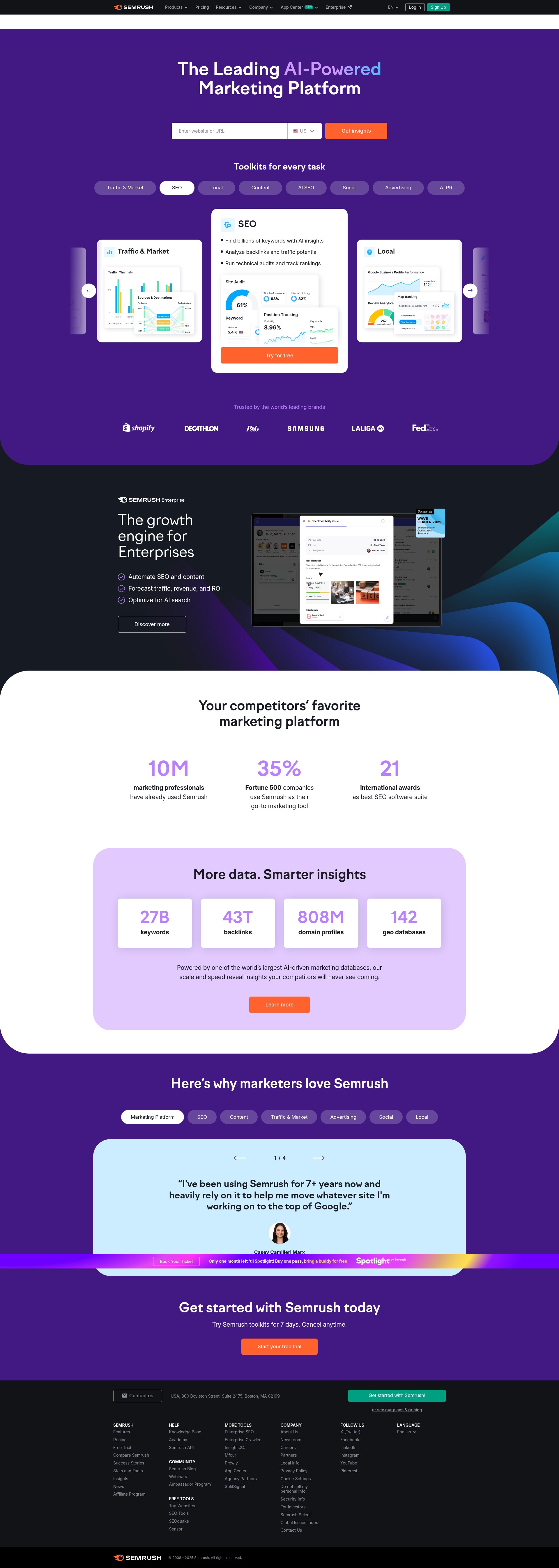 Screenshot of semrush.com