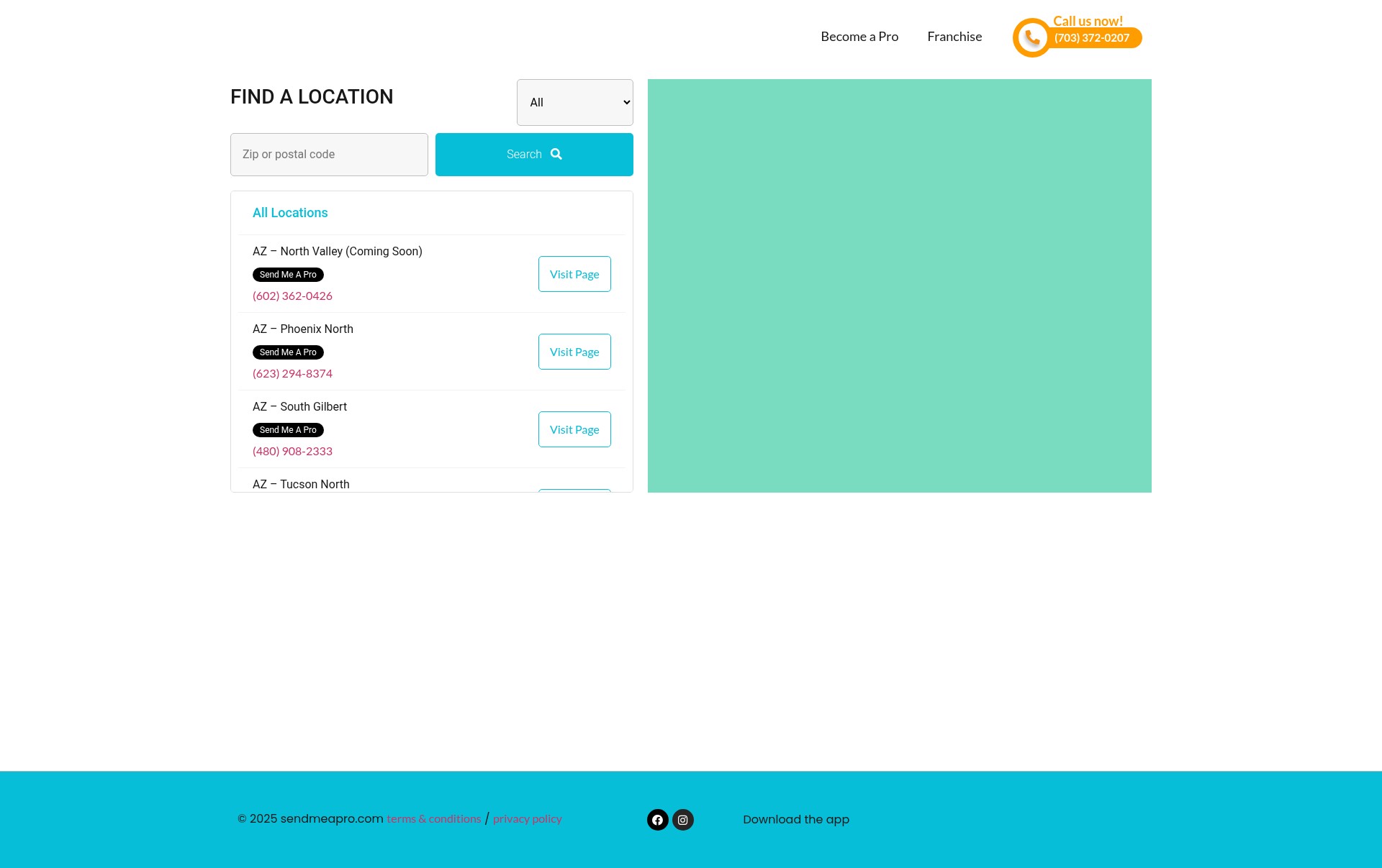 Screenshot of sendmeapro.com