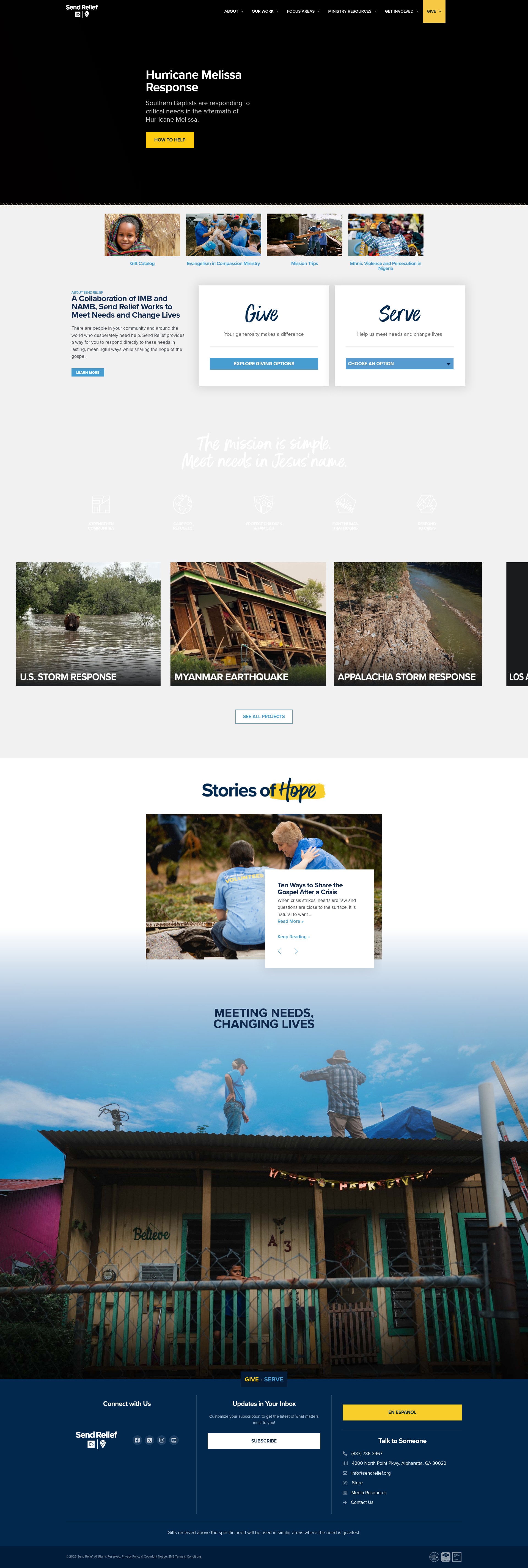 Screenshot of sendrelief.org