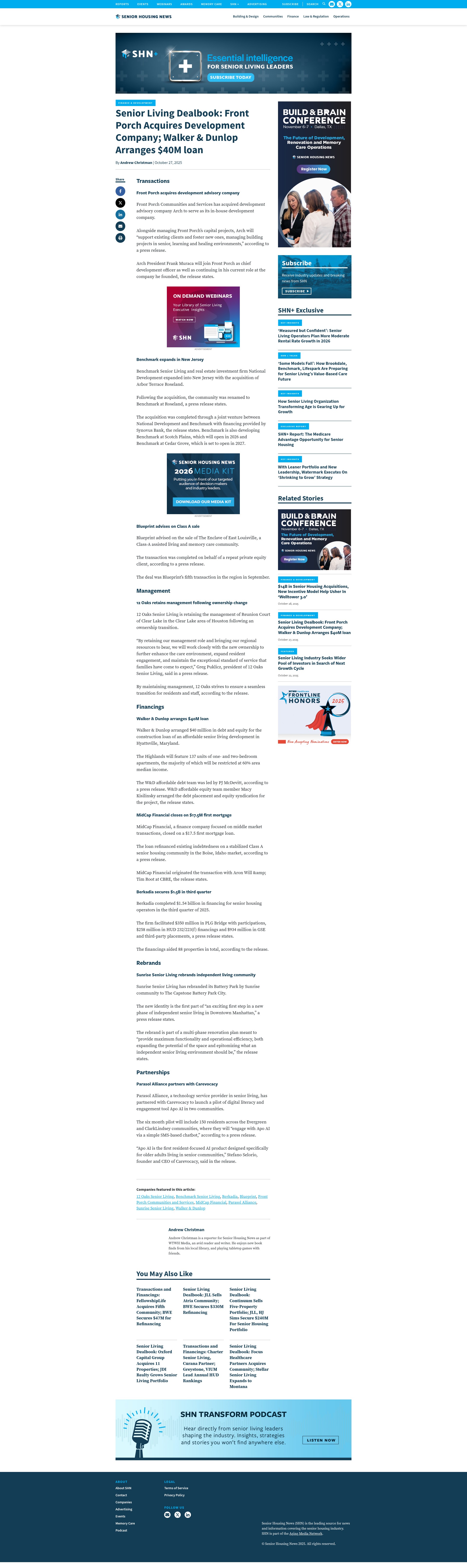 Screenshot of seniorhousingnews.com