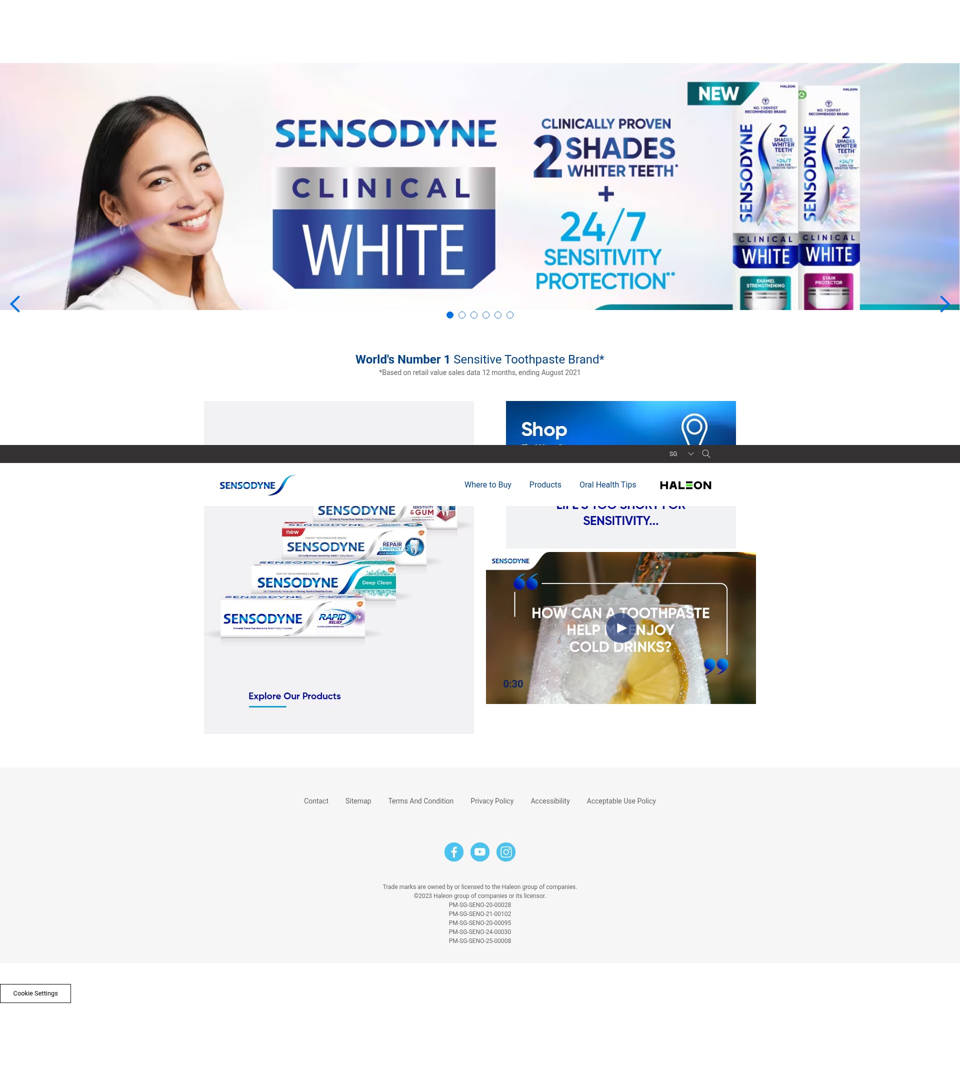 Screenshot of sensodyne.com.sg