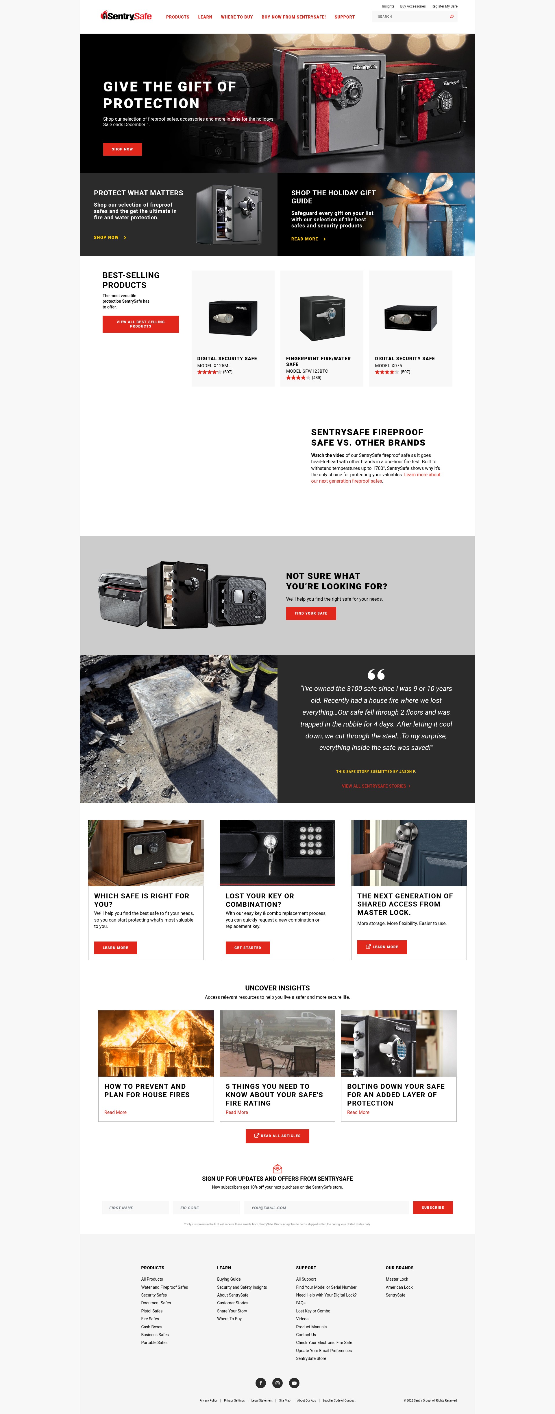 Screenshot of sentrysafe.com