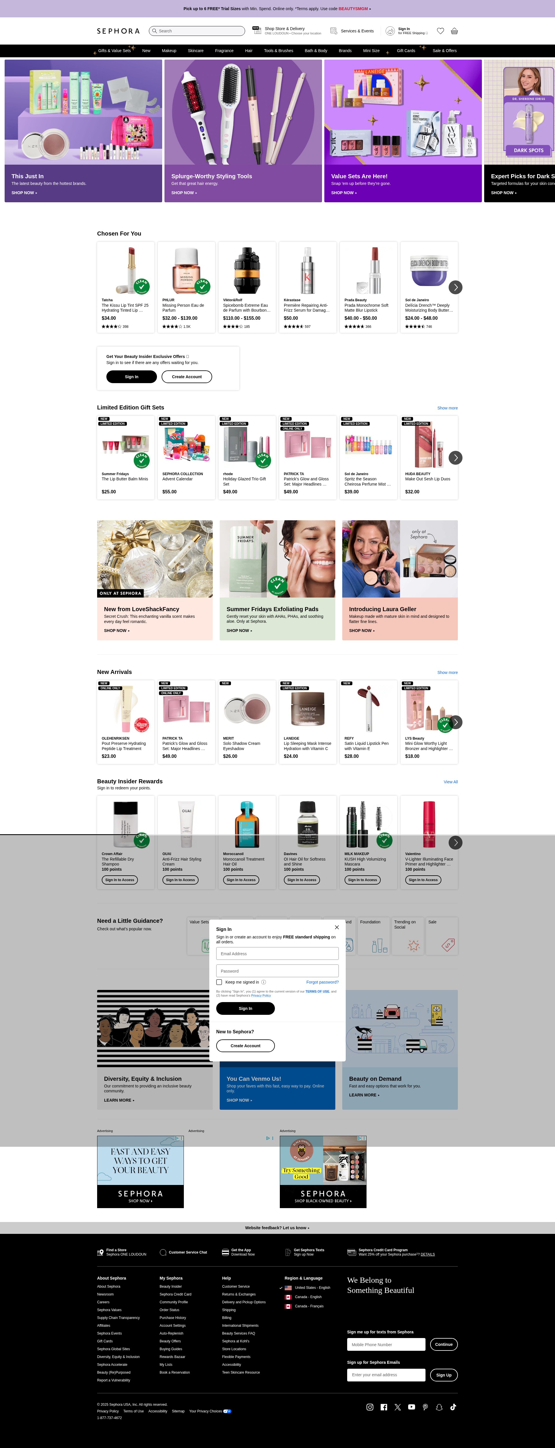Screenshot of sephora.com