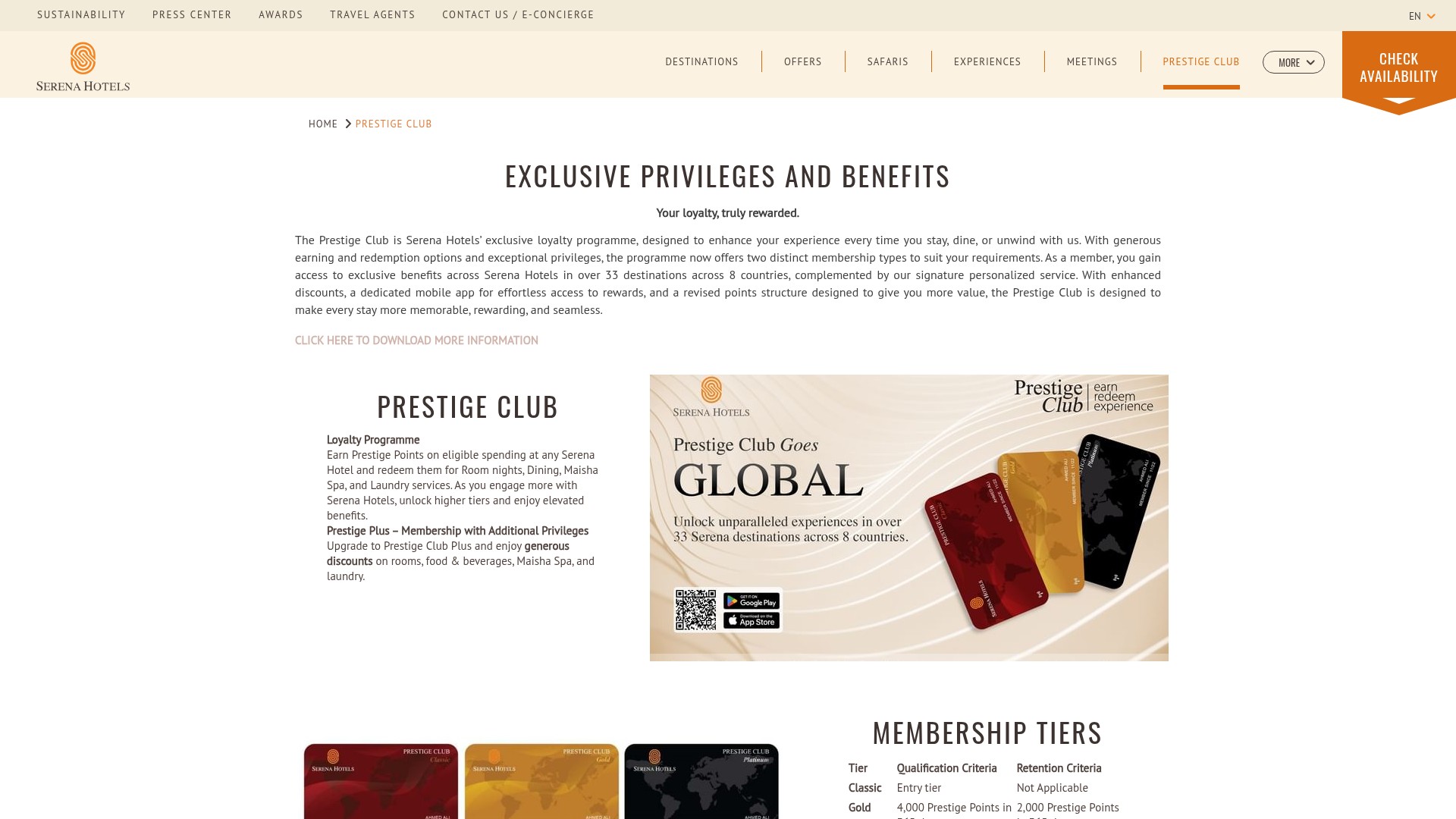 Screenshot of serenahotels.com