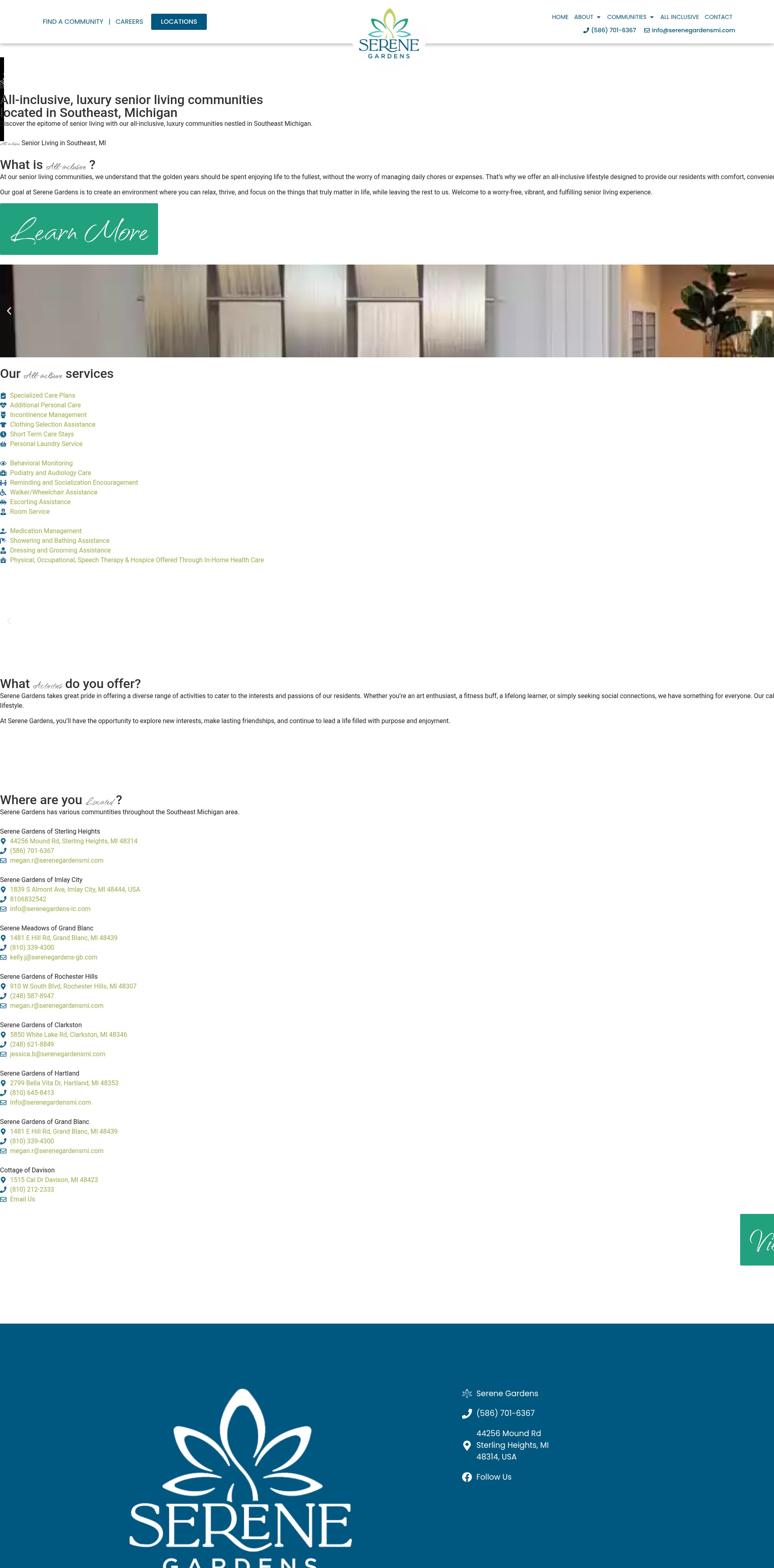 Screenshot of serenegardensmi.com