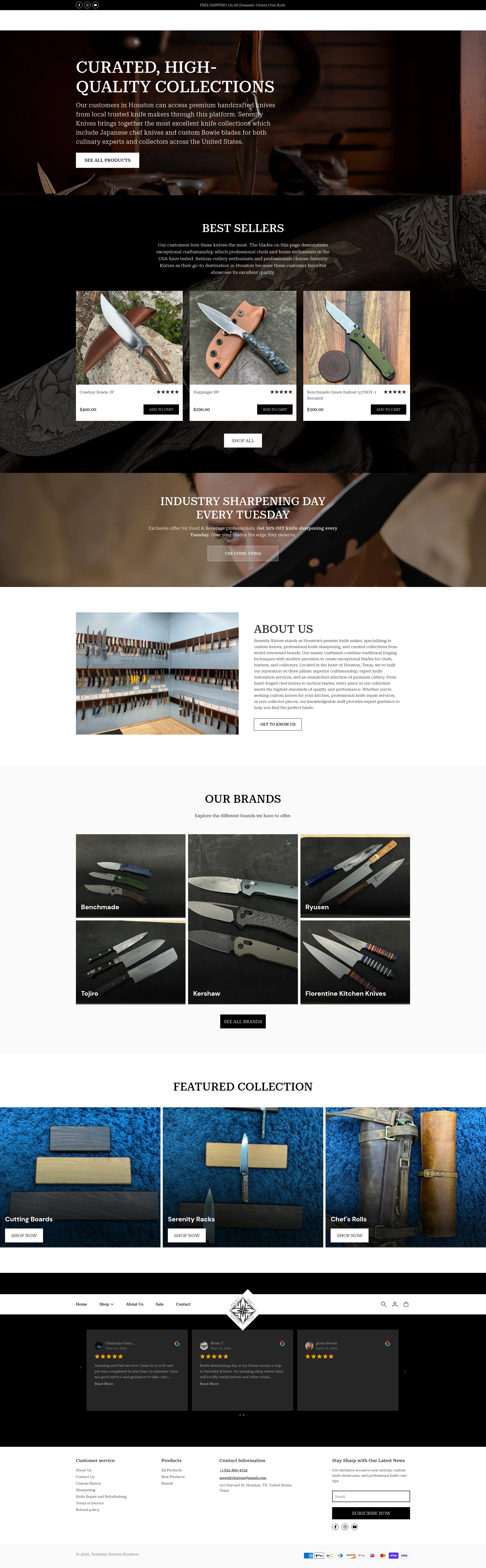 Screenshot of serenityknives.com
