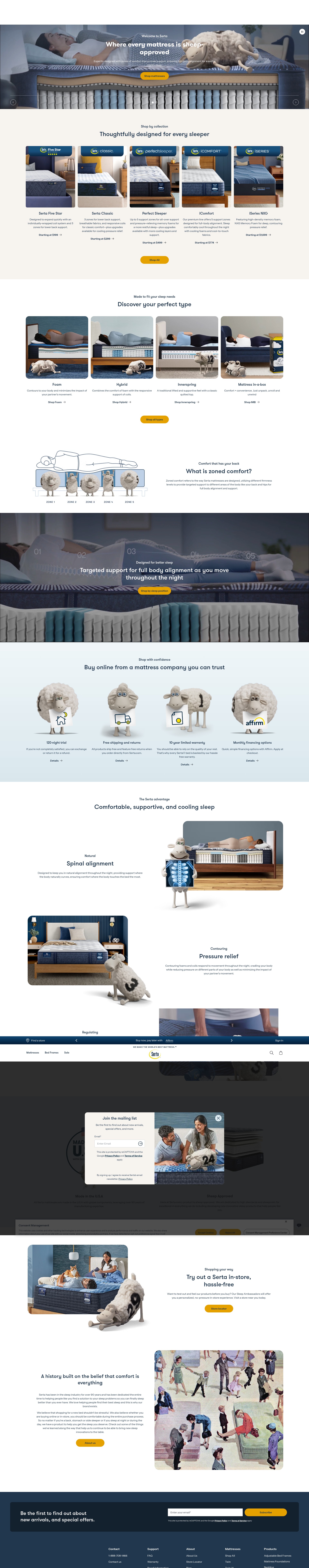 Screenshot of serta.com