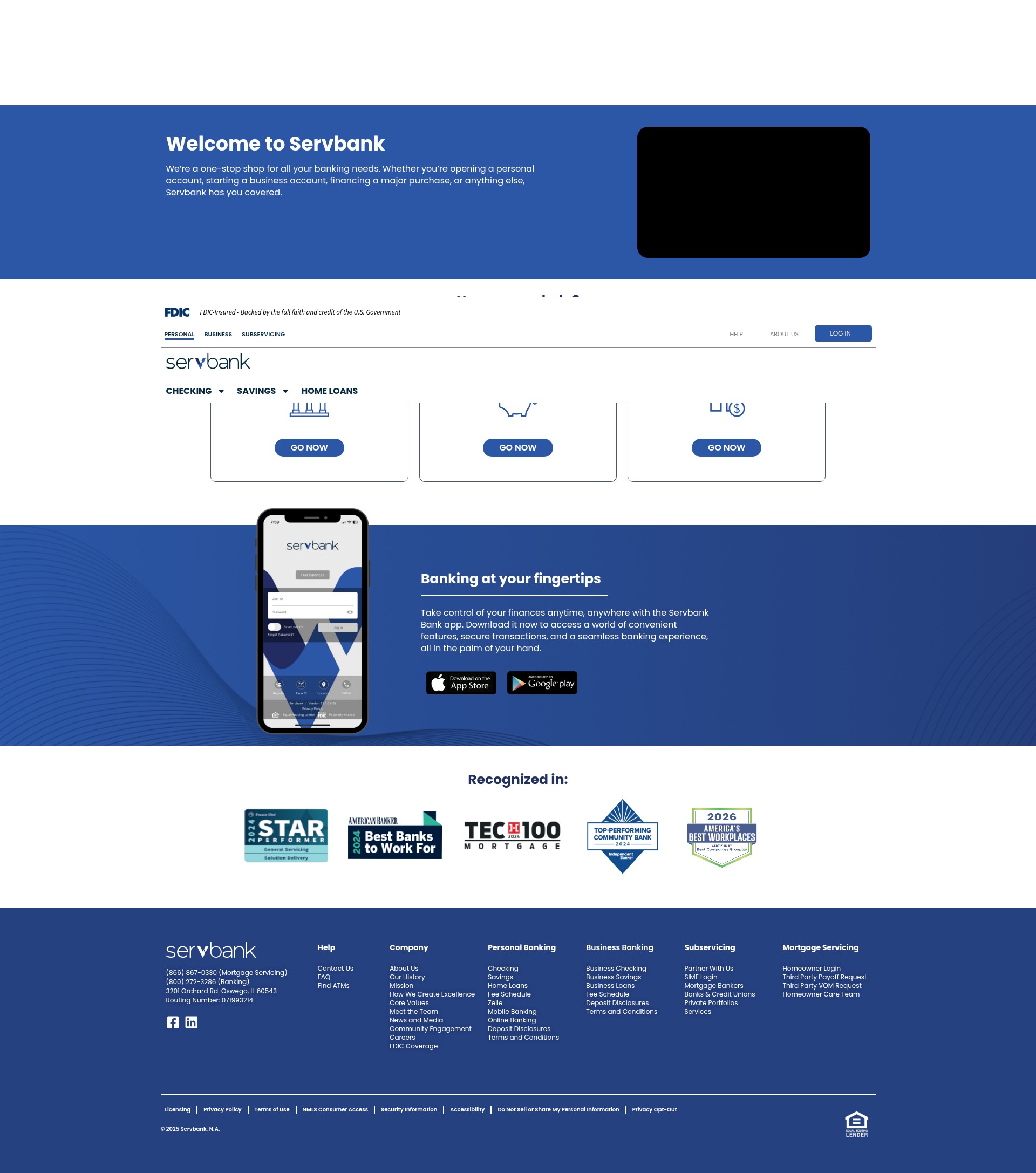 Screenshot of servbank.com