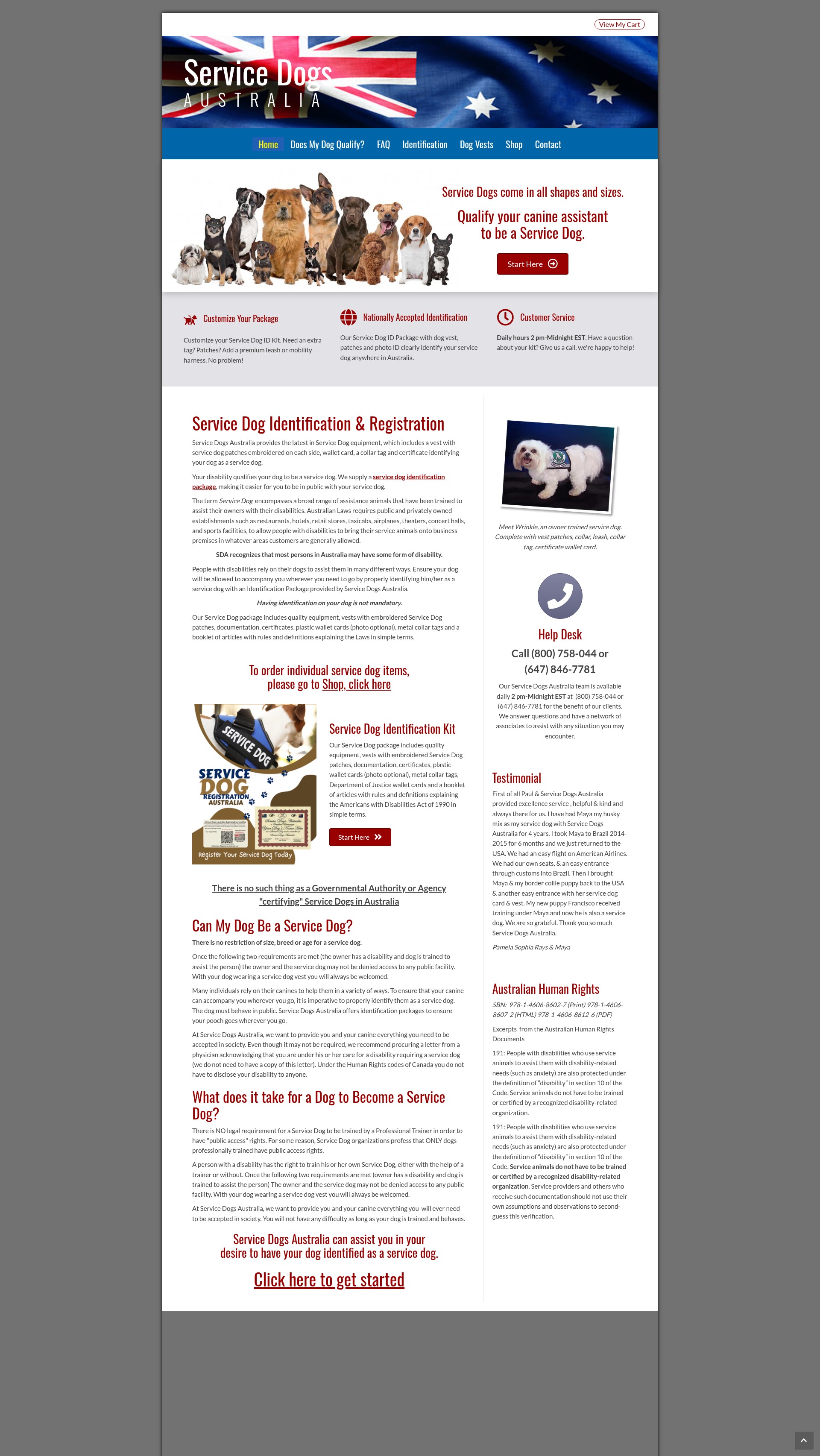 Screenshot of servicedogsaustralia.com