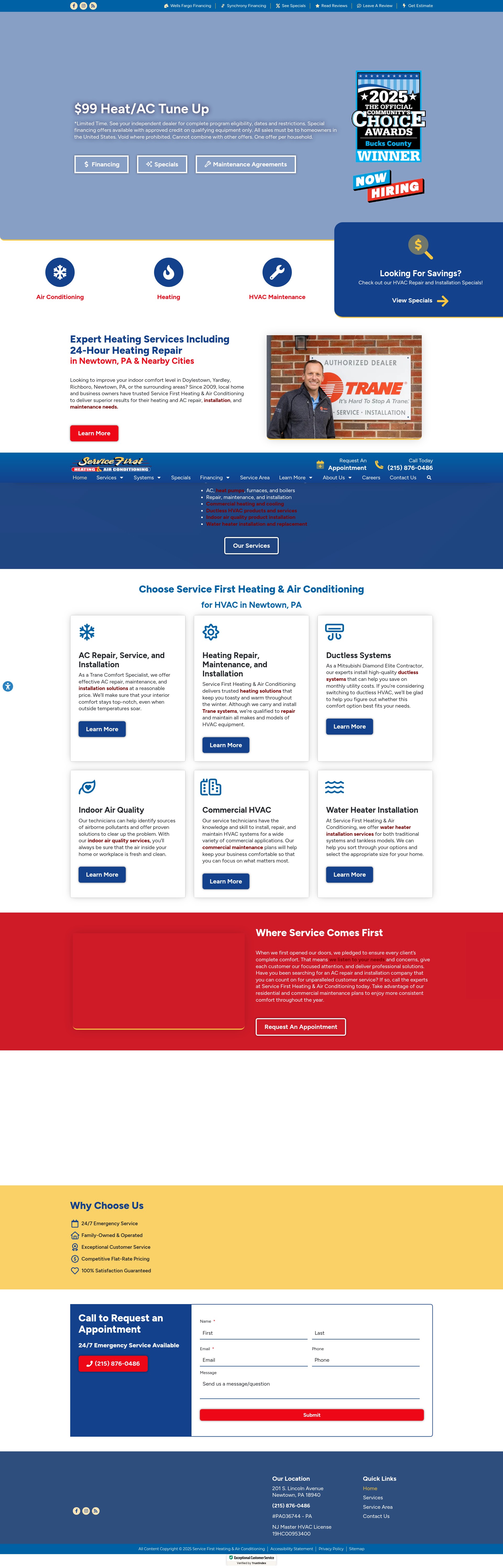 Screenshot of servicefirsthvac.com