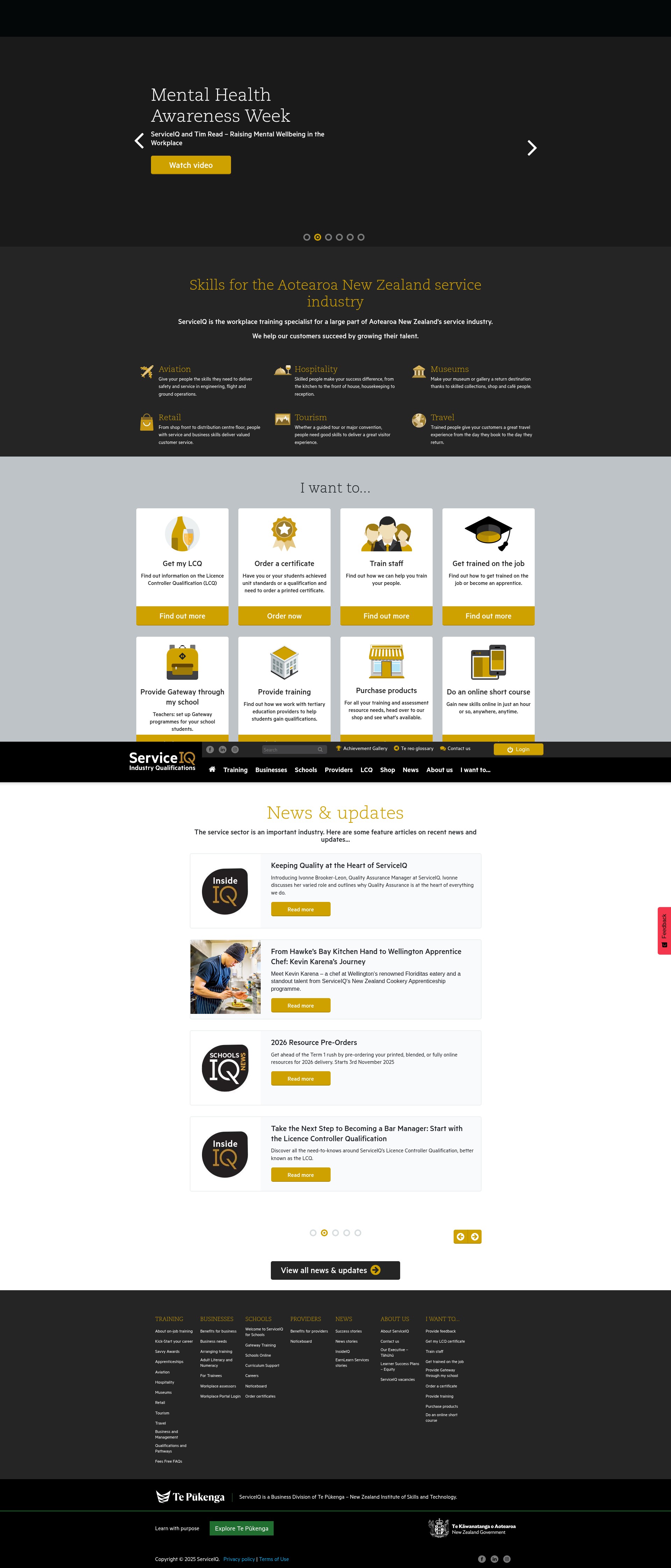 Screenshot of serviceiq.org.nz
