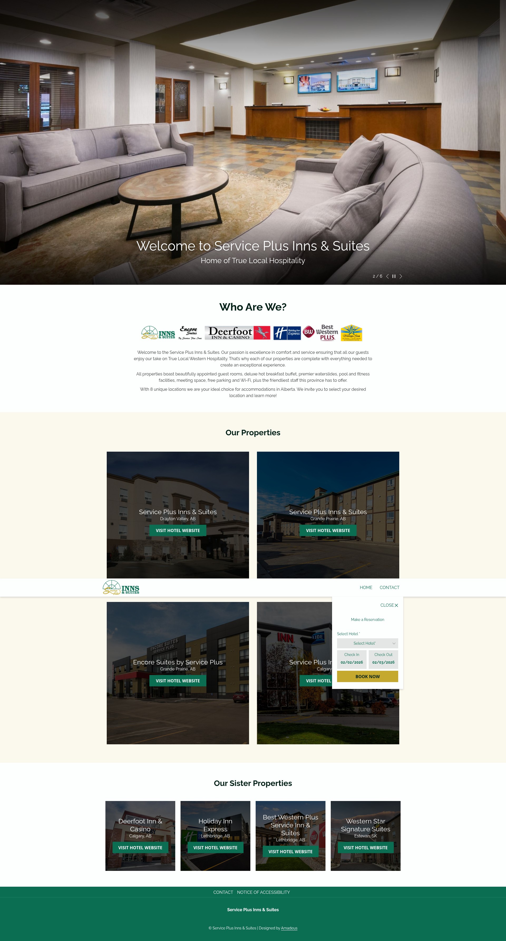 Screenshot of serviceplusinns.com