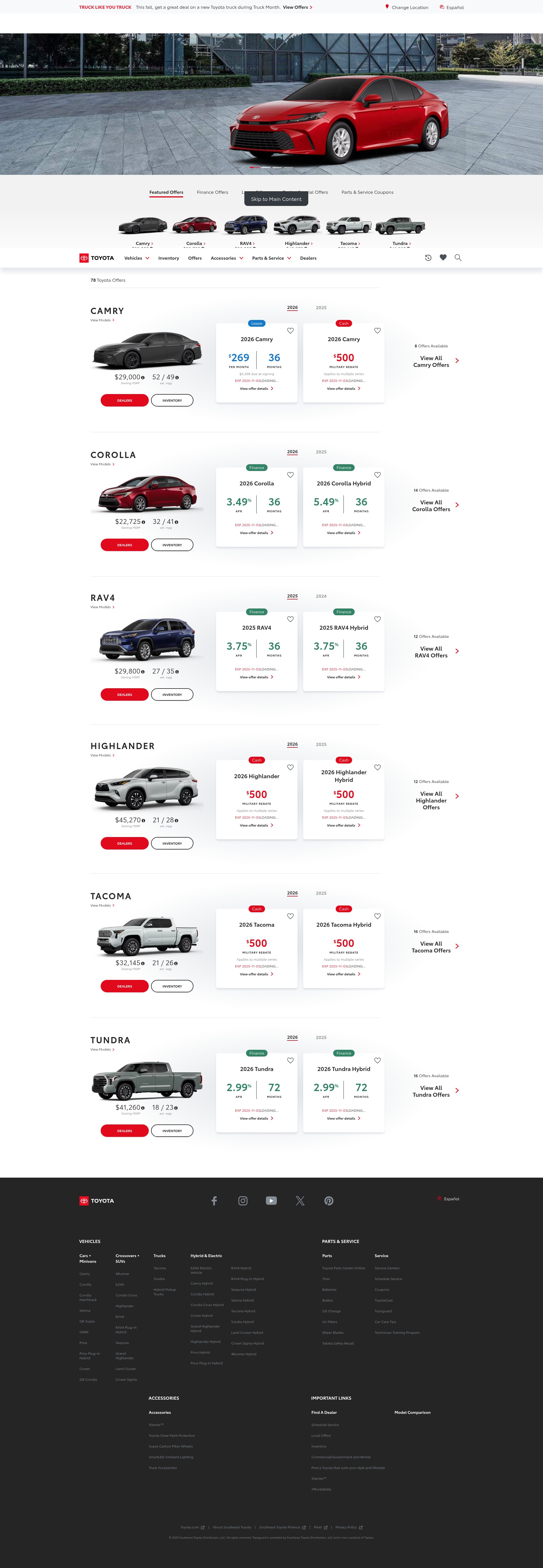 Screenshot of setbuyatoyota.com