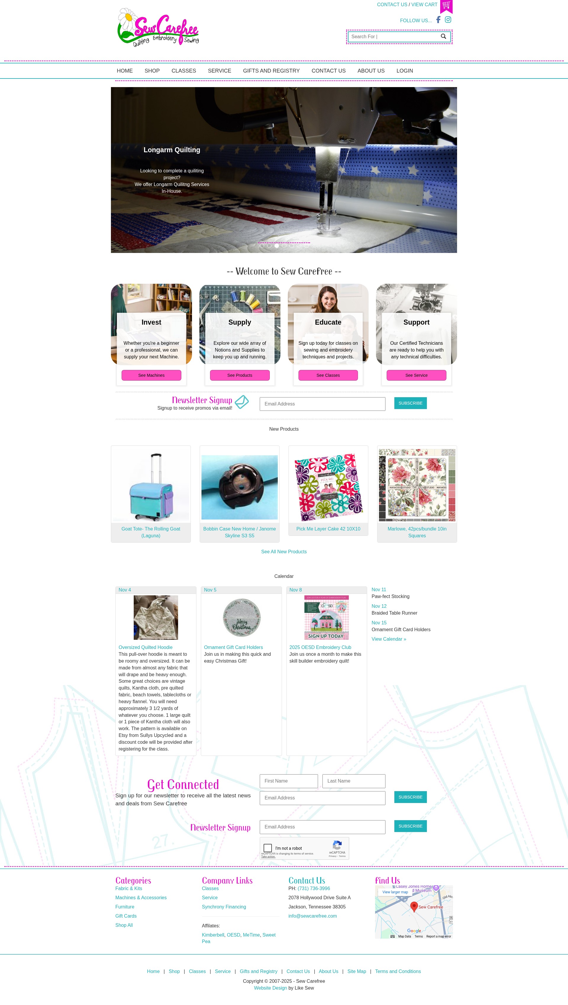 Screenshot of sewcarefree.com