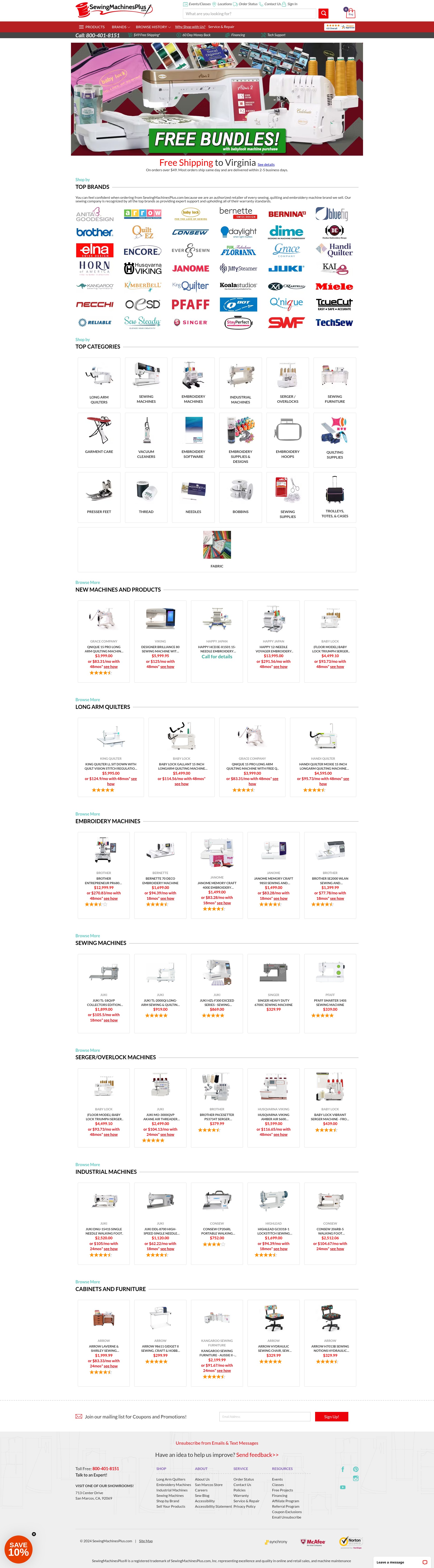 Screenshot of sewingmachinesplus.com