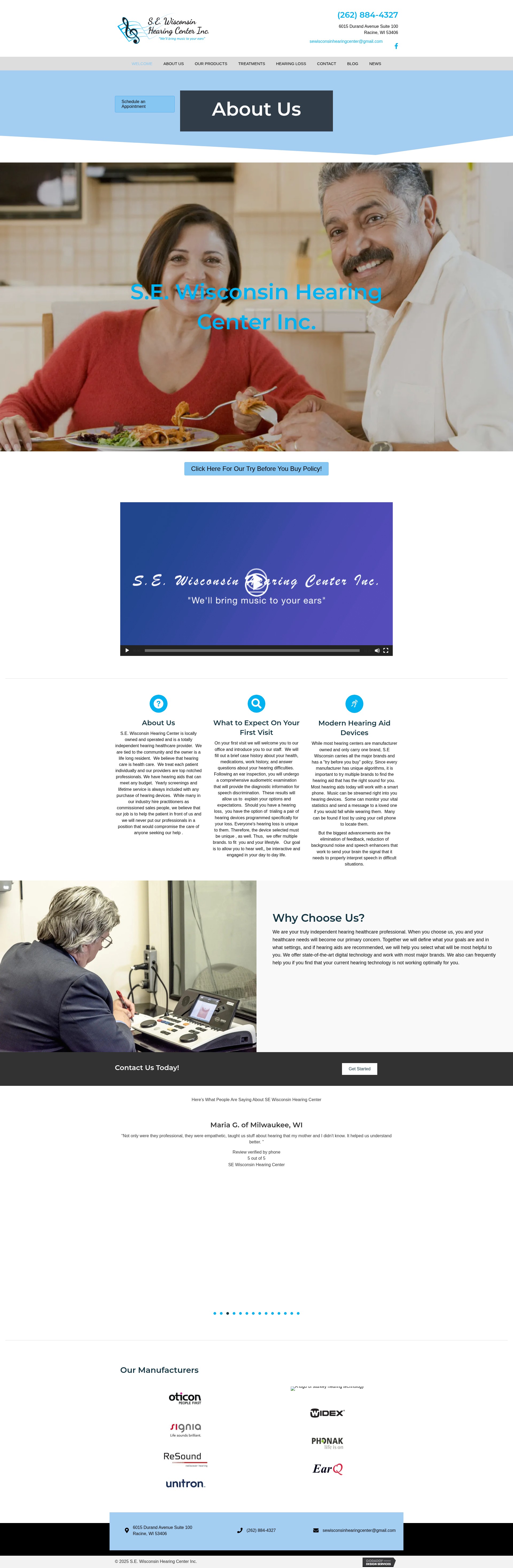 Screenshot of sewisconsinhearingcenter.com