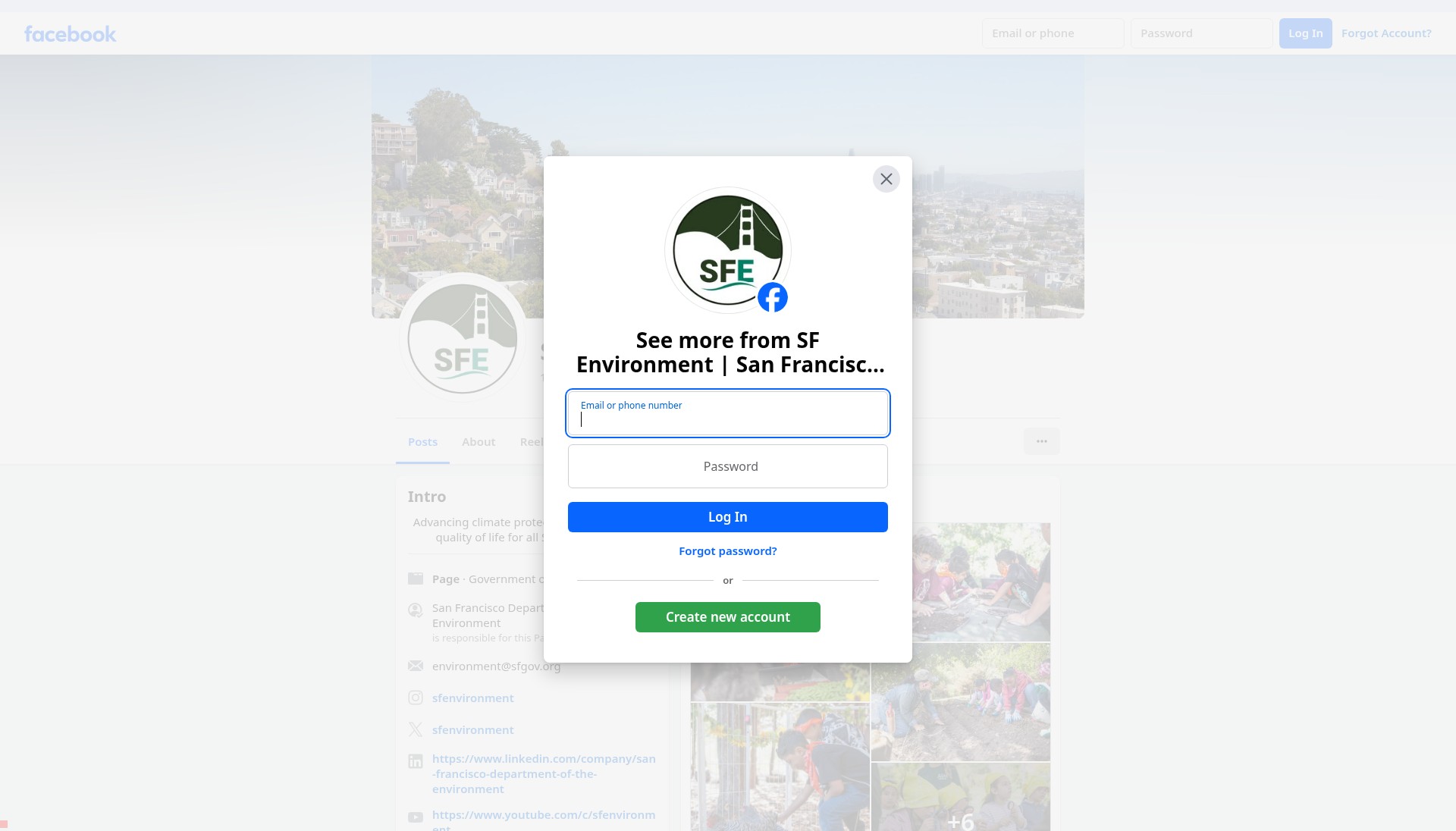 Screenshot of sfenvironment.org