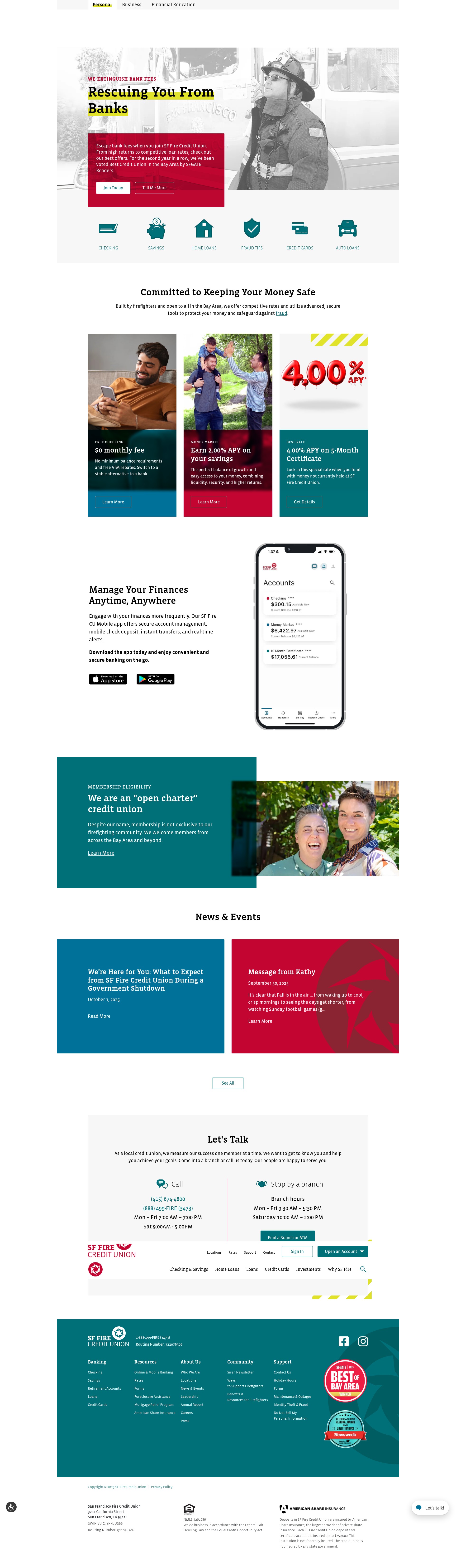 Screenshot of sffirecu.org