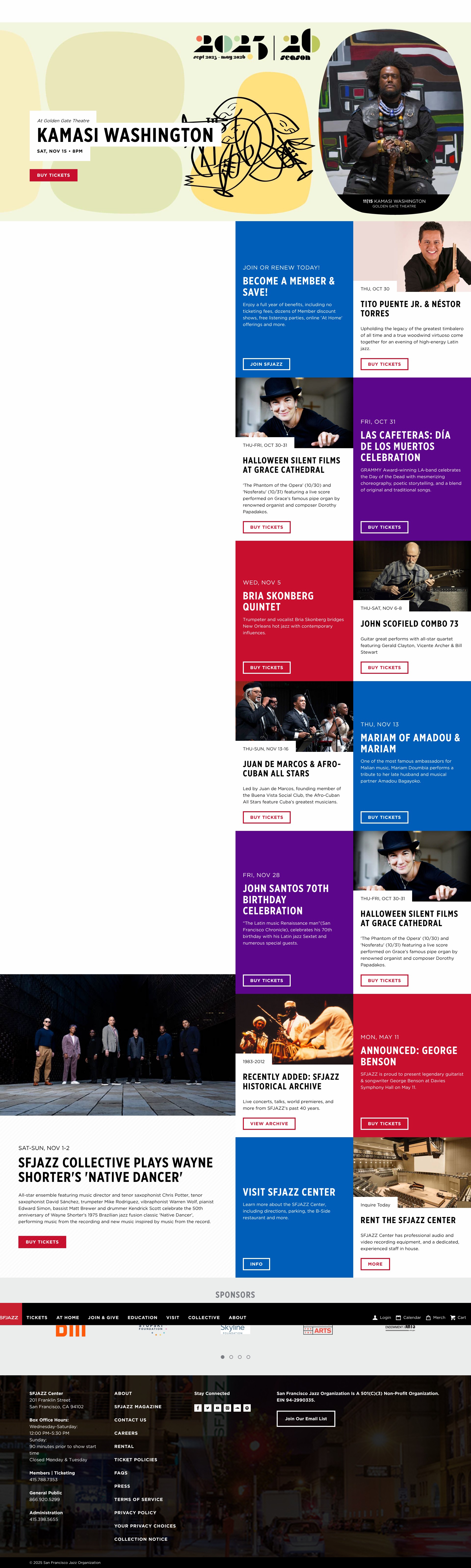 Screenshot of sfjazz.org
