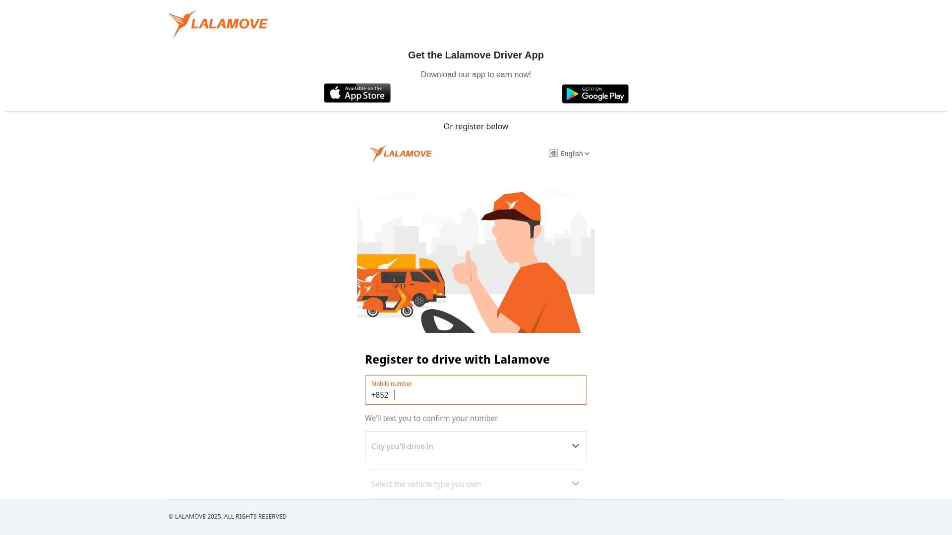 Screenshot of sg-ads-driver.lalamove.com