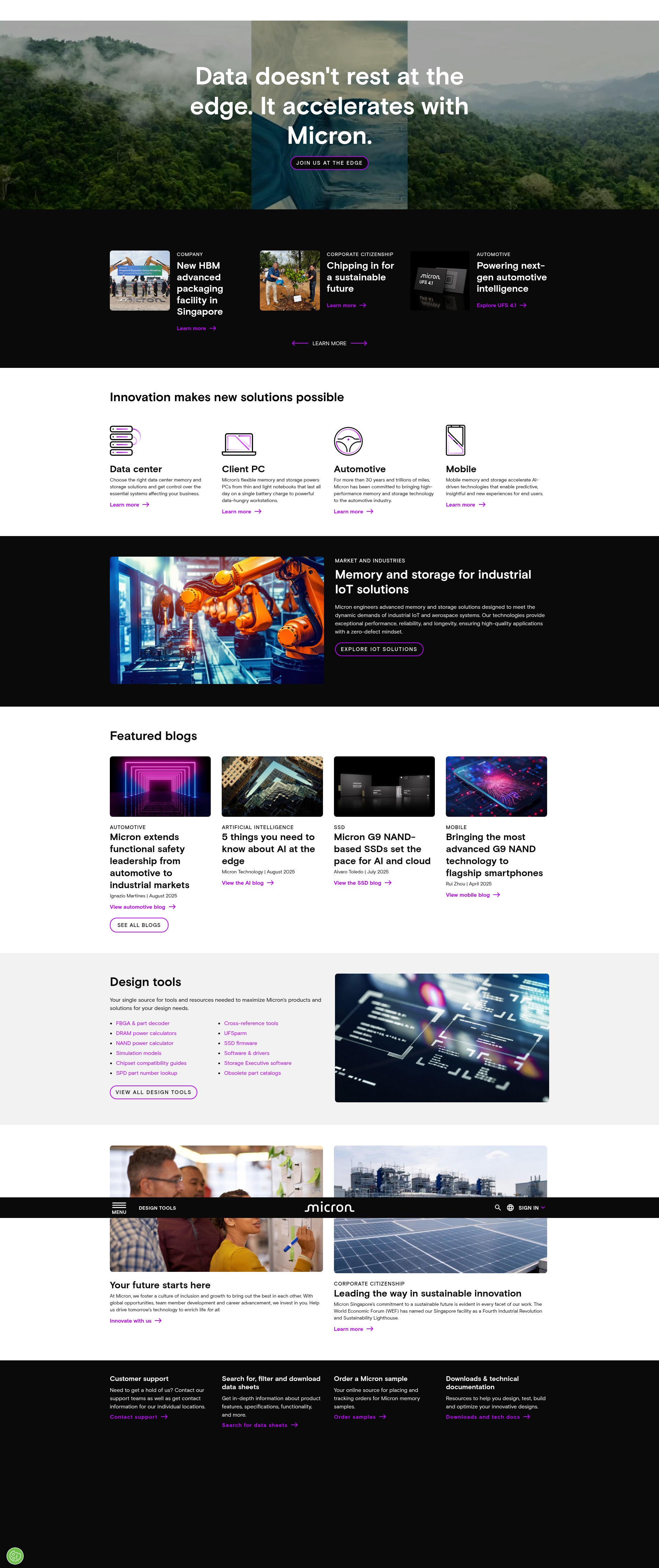 Screenshot of sg.micron.com