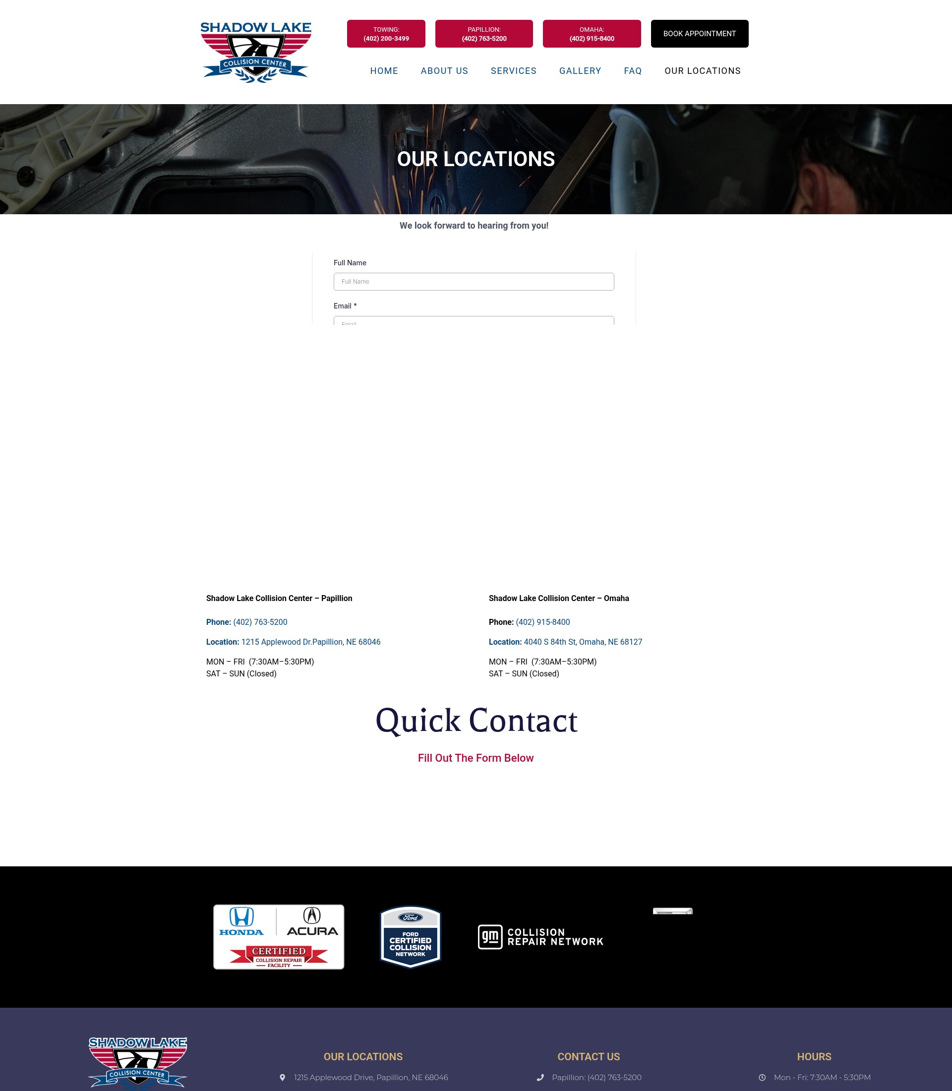 Screenshot of shadowlakecollision.com