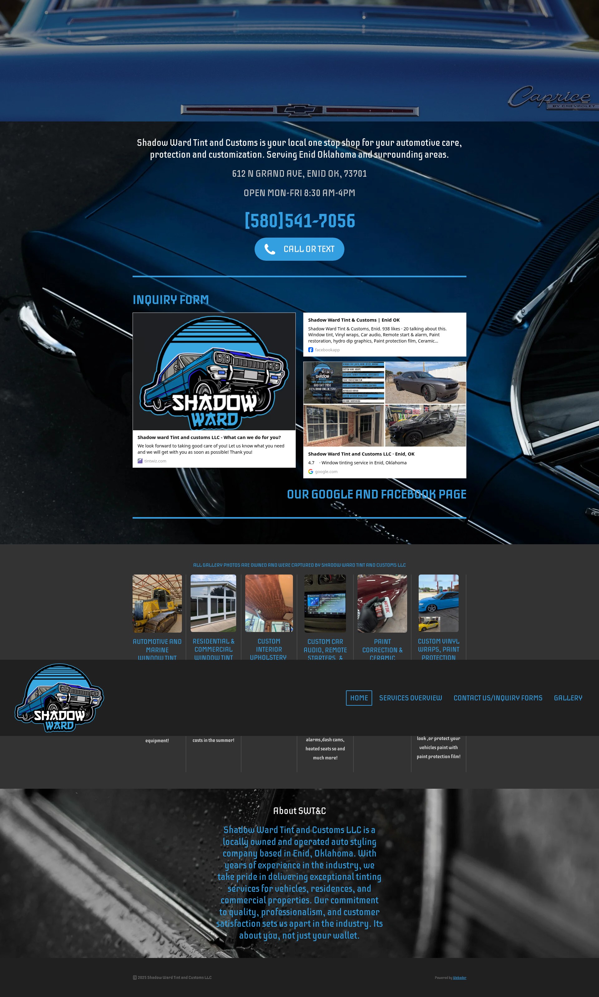 Screenshot of shadowwardtintandcustoms.com
