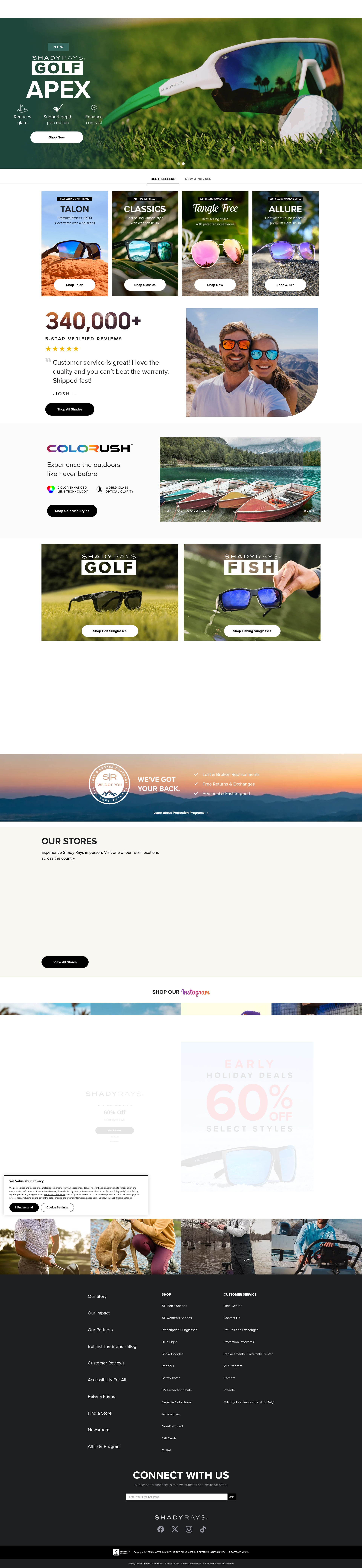Screenshot of shadyrays.com