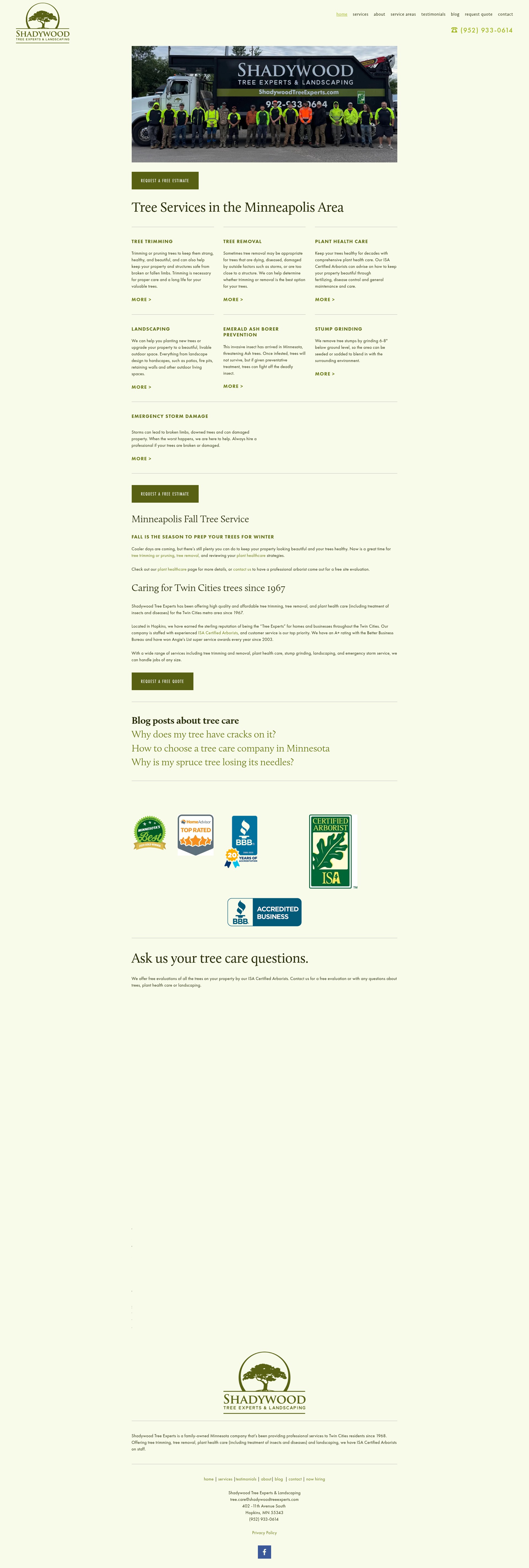 Screenshot of shadywoodtreeexperts.com