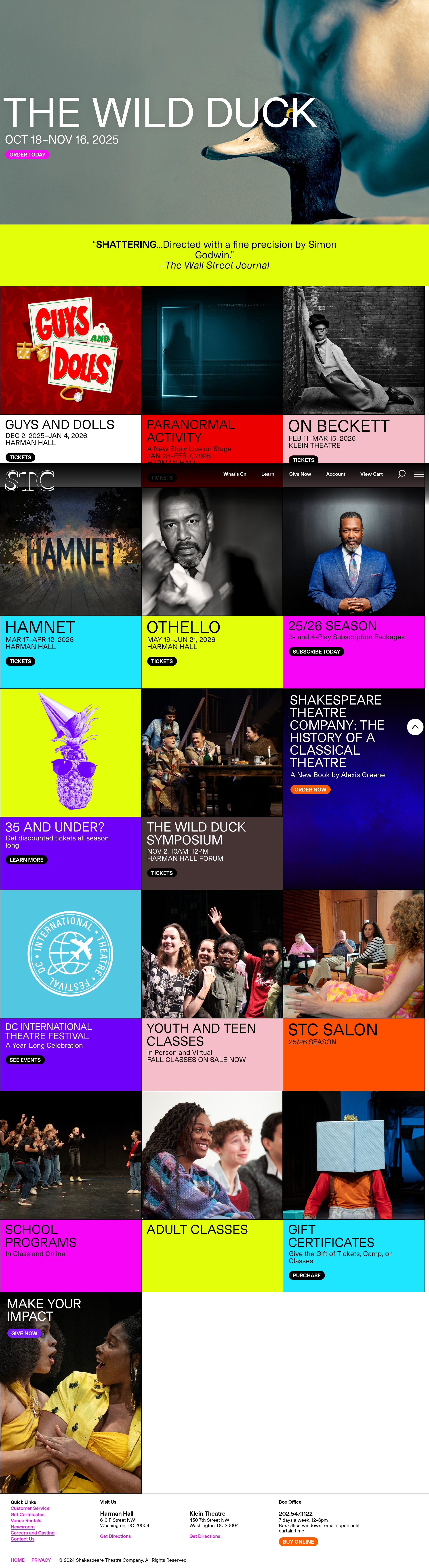 Screenshot of shakespearetheatre.org