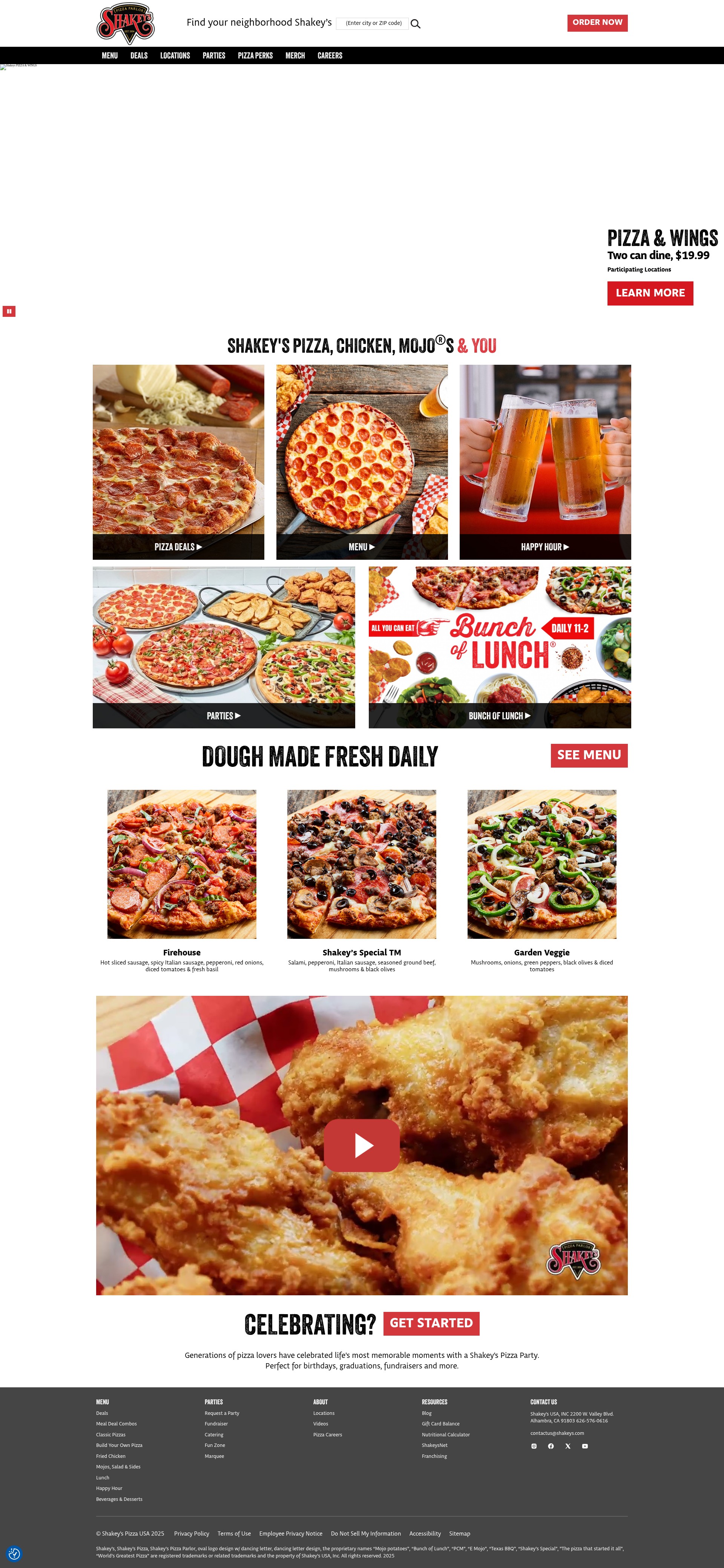 Screenshot of shakeys.com