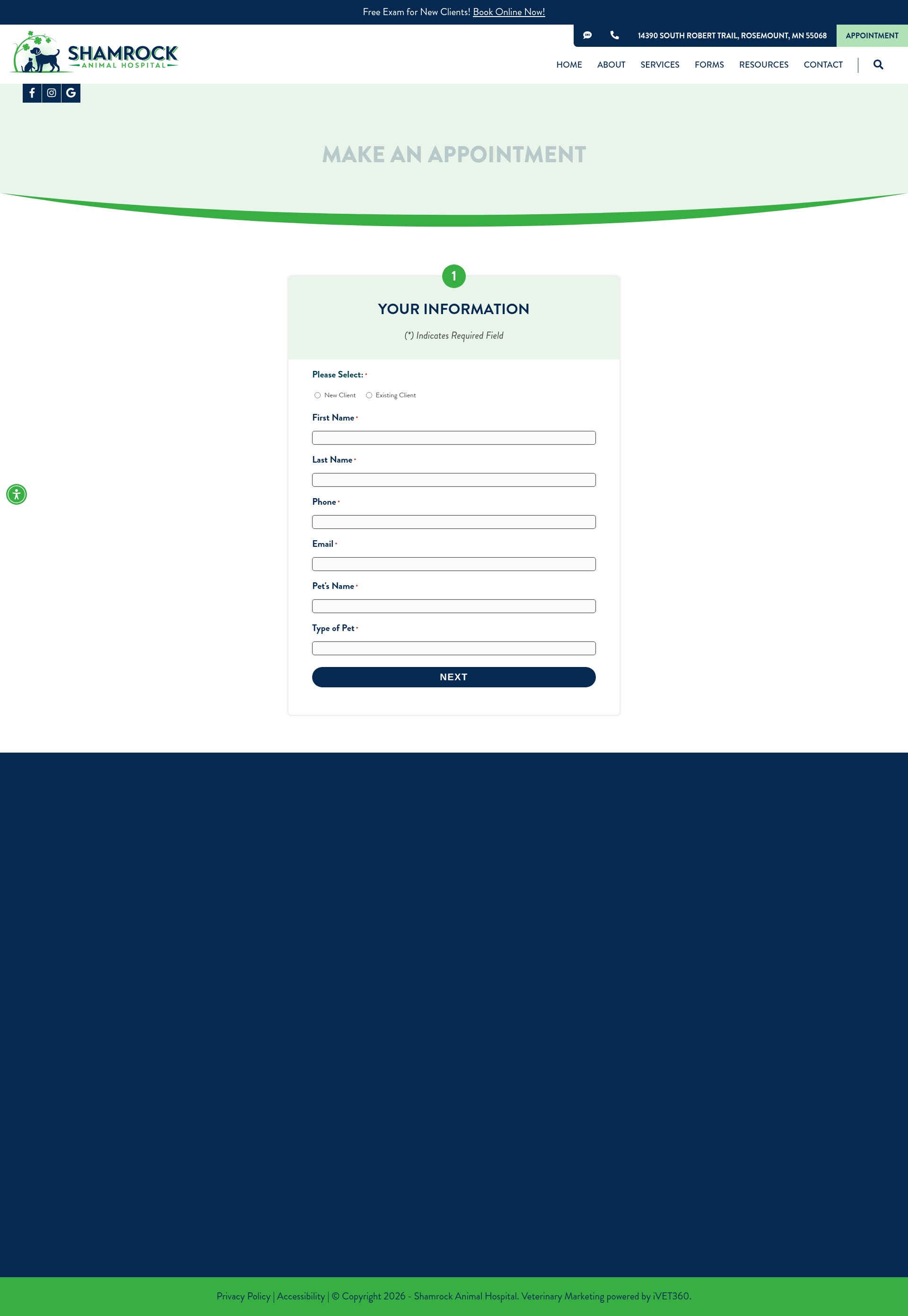 Screenshot of shamrockvet.com