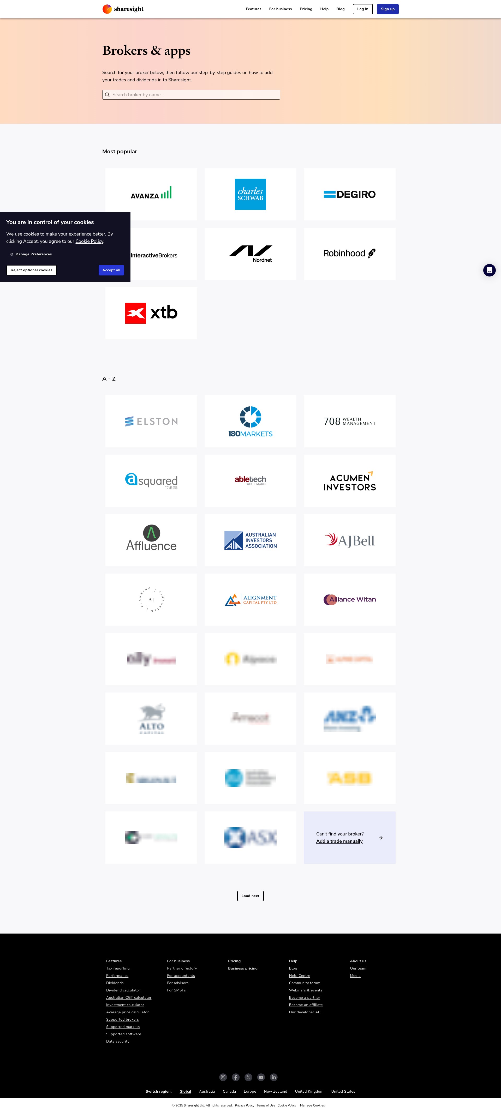 Screenshot of sharesight.com