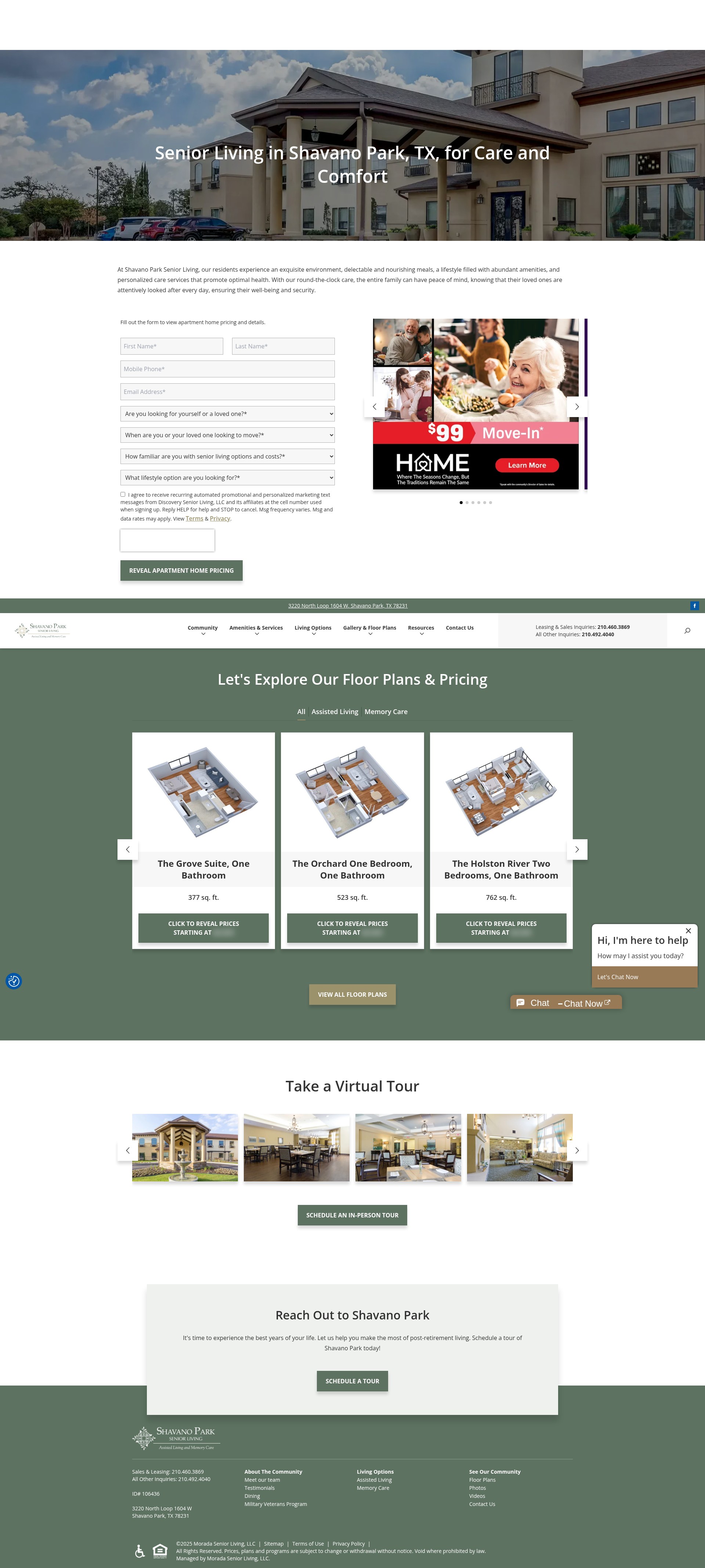 Screenshot of shavanoparkseniorliving.com