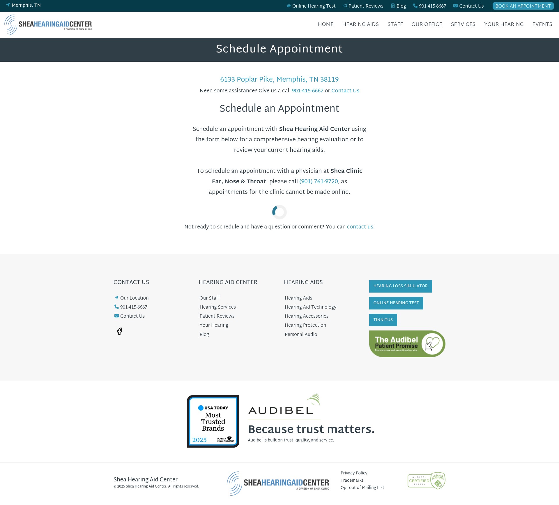 Screenshot of sheahearingaidcenter.com