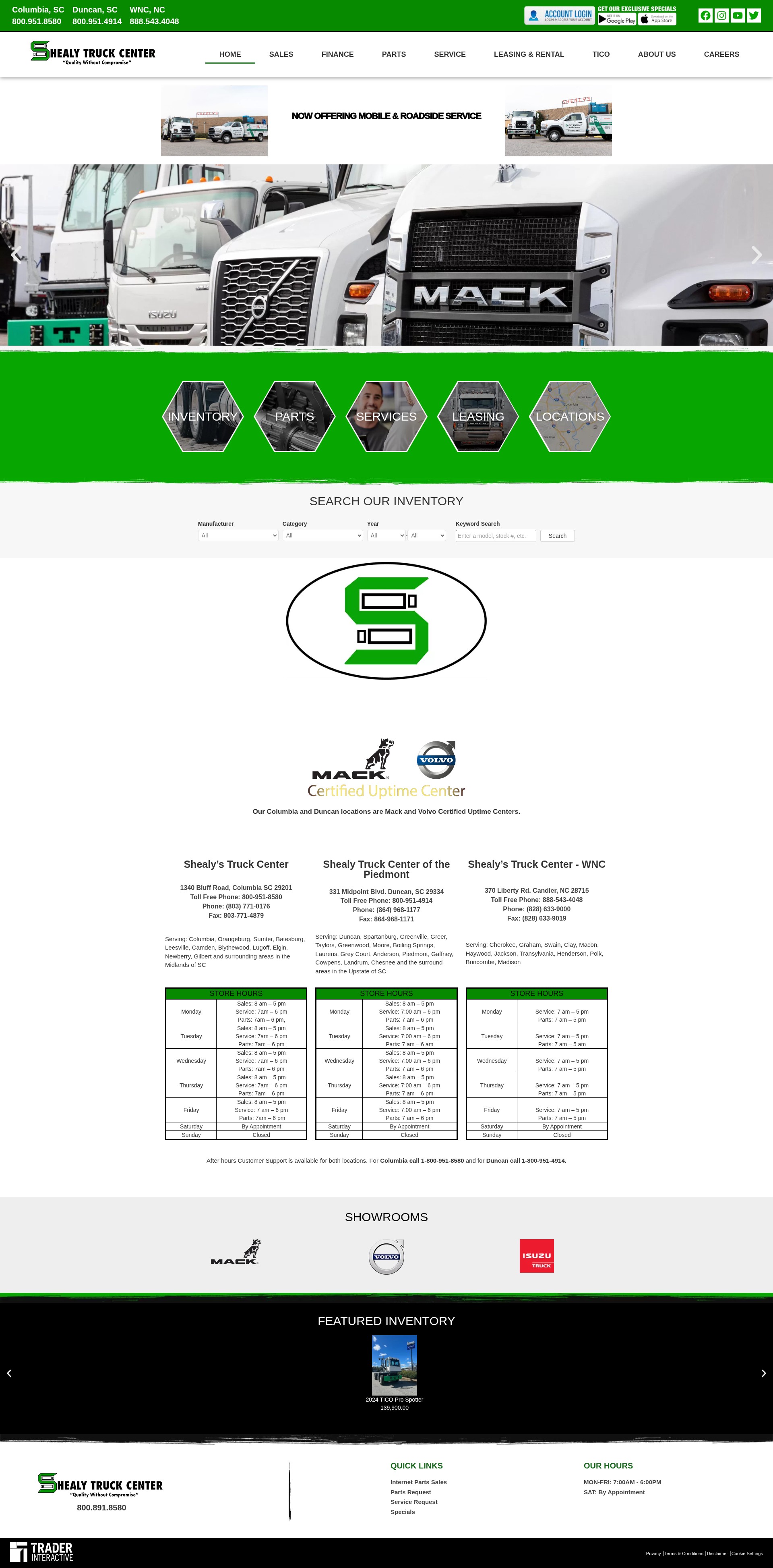 Screenshot of shealytruck.com