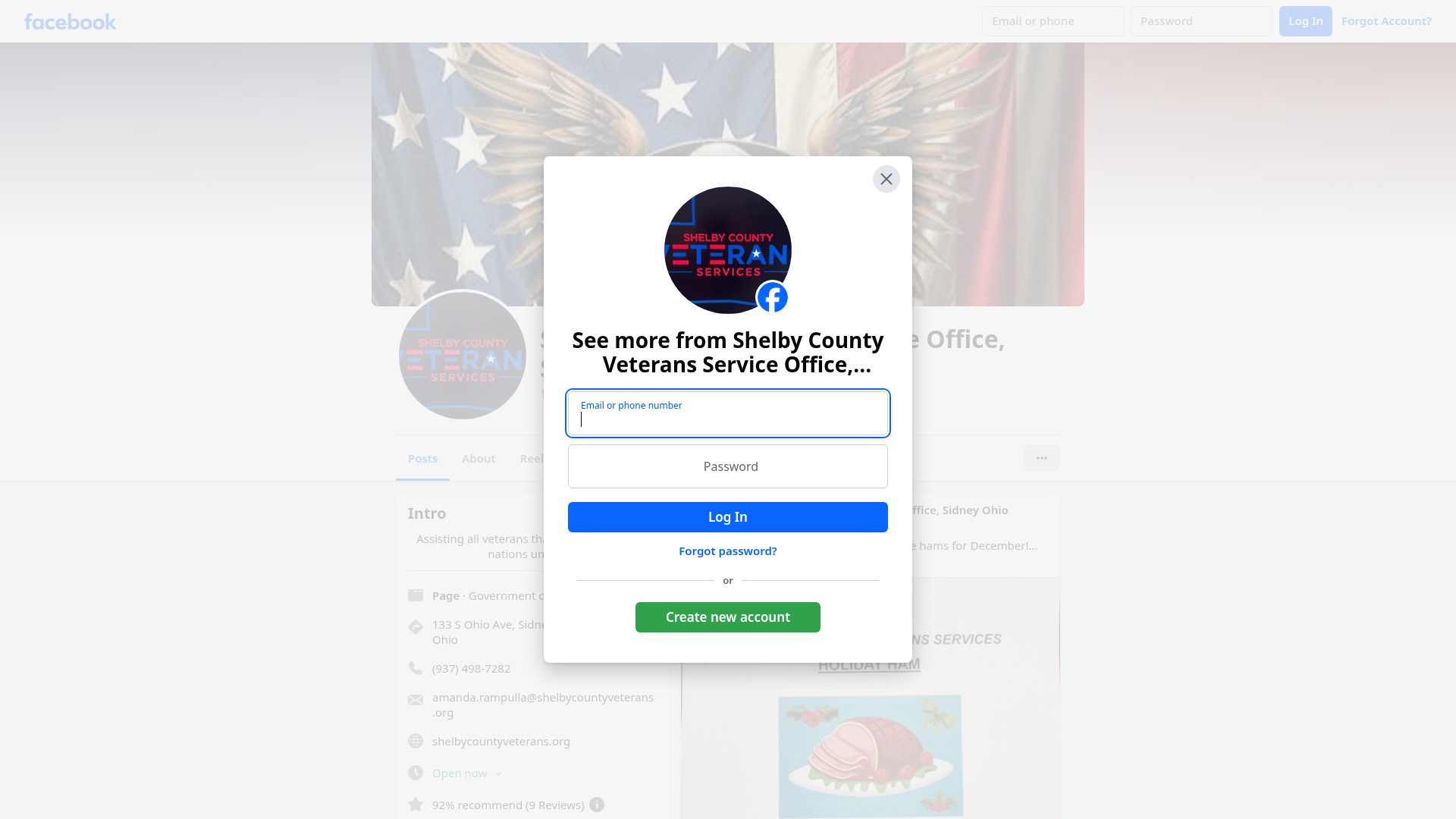 Screenshot of shelbycountyveterans.org