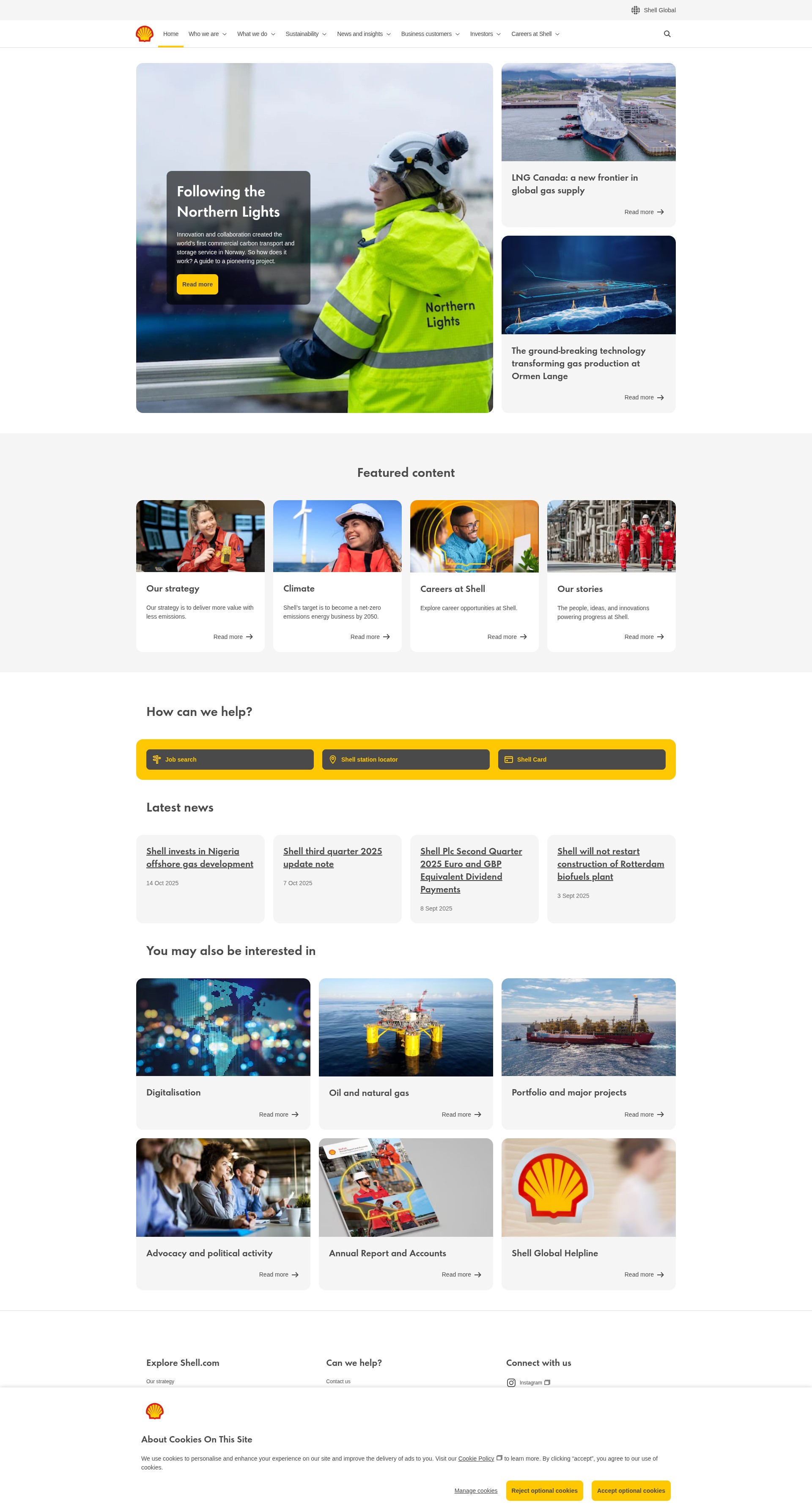 Screenshot of shell.com