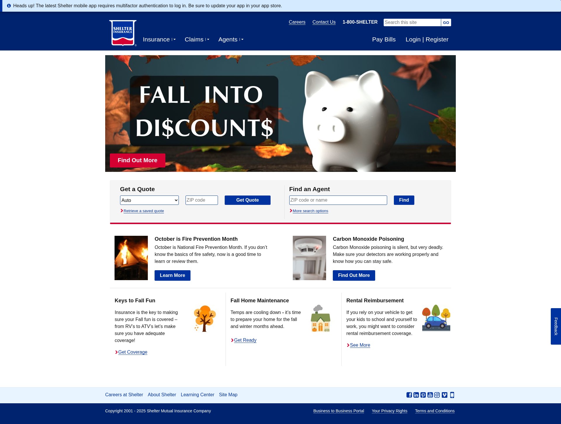 Screenshot of shelterinsurance.com