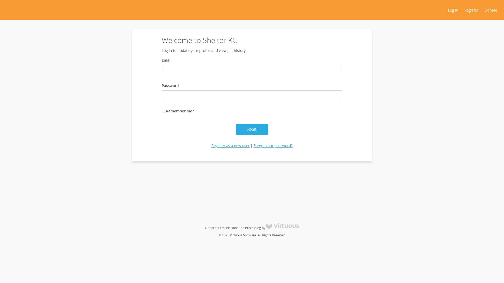 Screenshot of shelterkc.givevirtuous.org