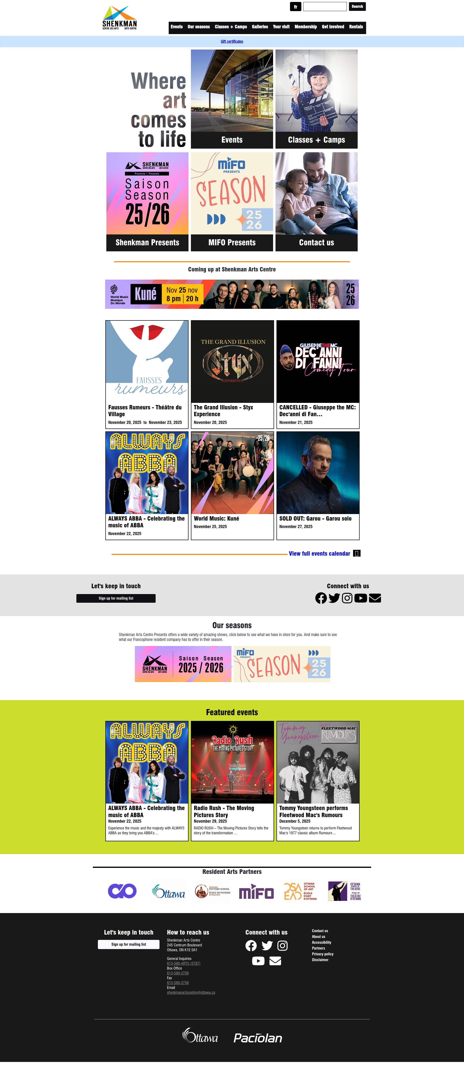 Screenshot of shenkmanarts.ca